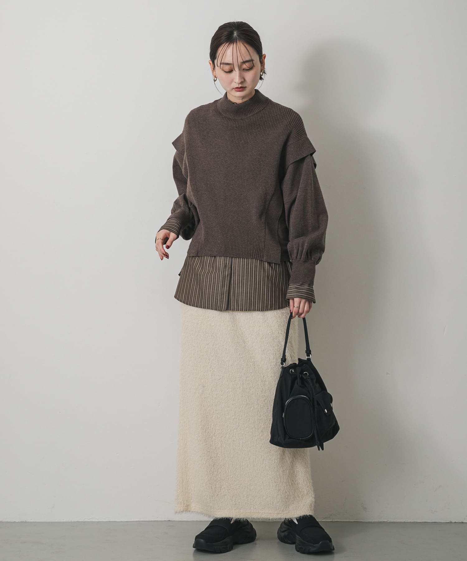 撥水2WAYマルチポケットナイロンバッグ BLACK one