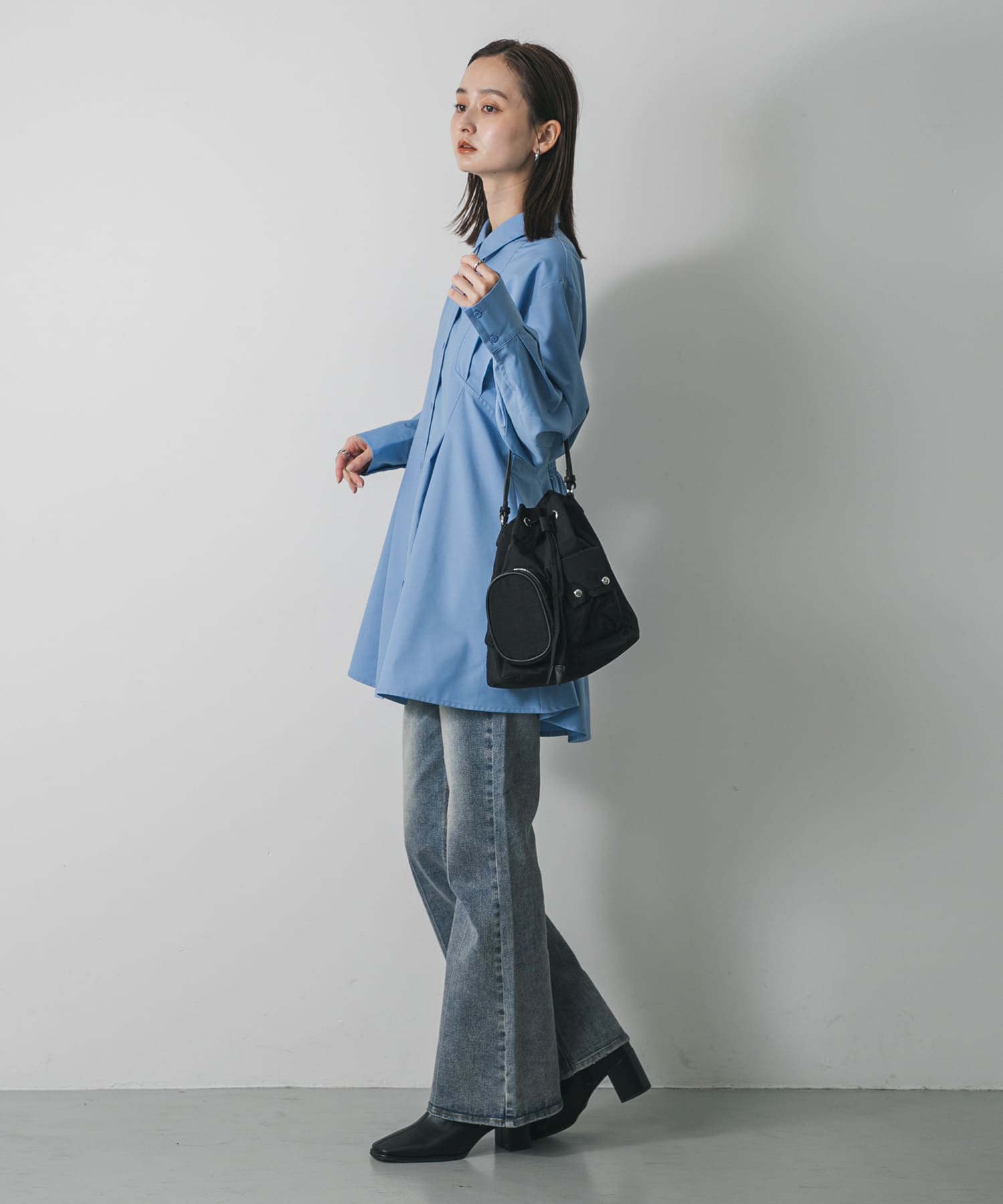 撥水2WAYマルチポケットナイロンバッグ BLACK one