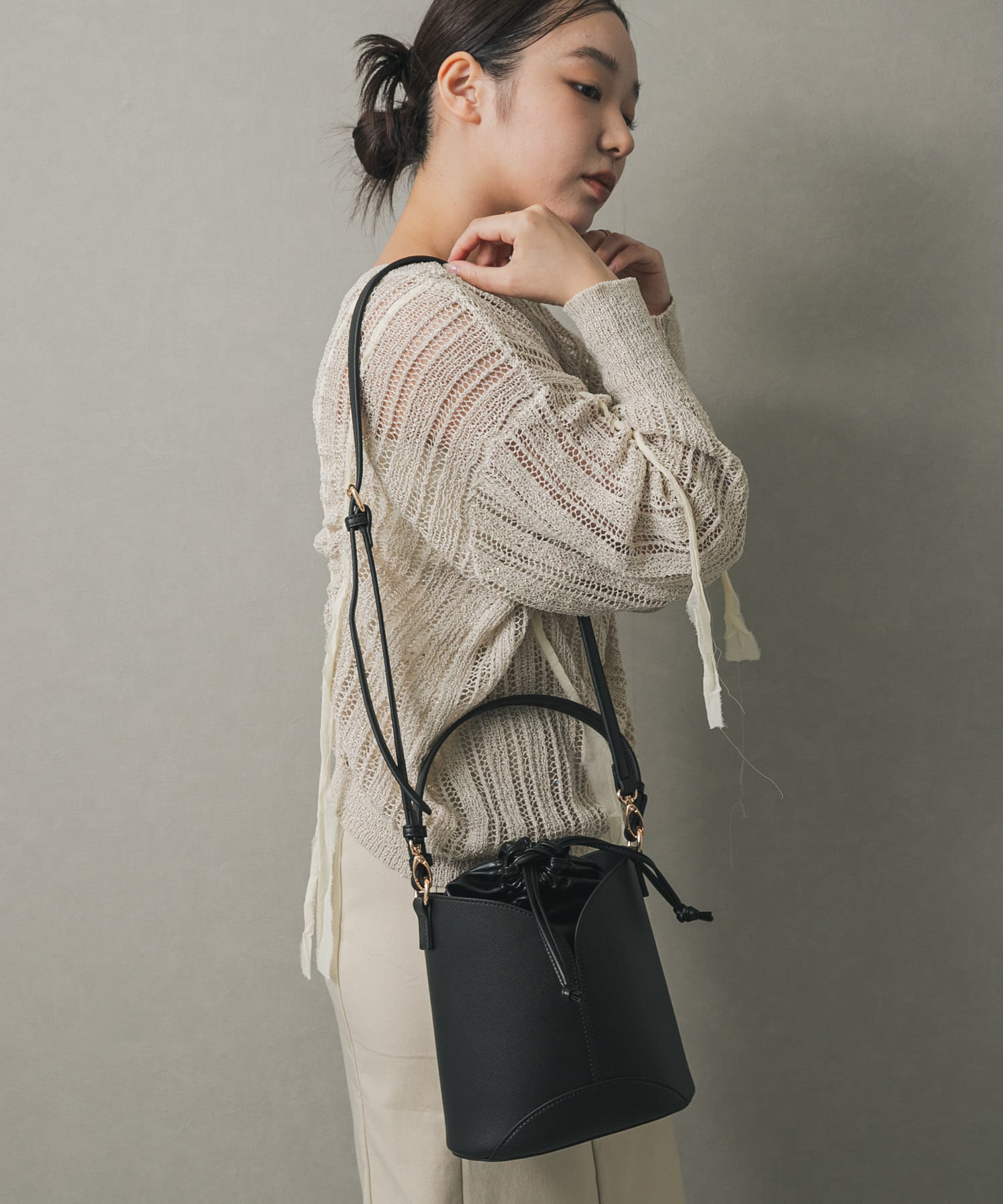 パネルキンチャクバッグ BLACK one