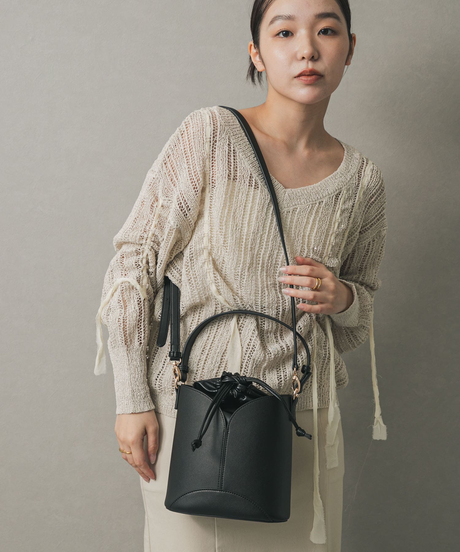 パネルキンチャクバッグ BLACK one