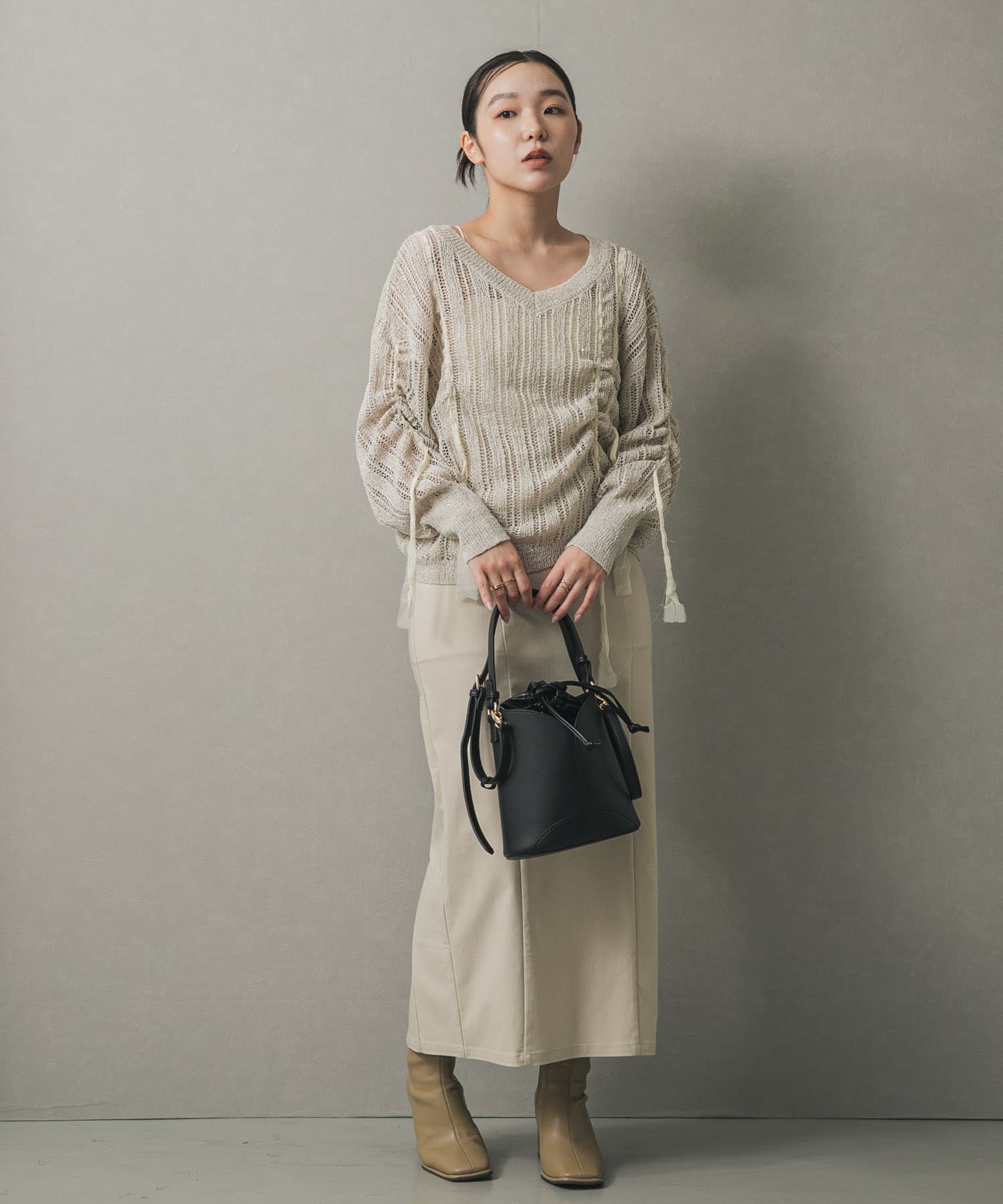 パネルキンチャクバッグ BLACK one