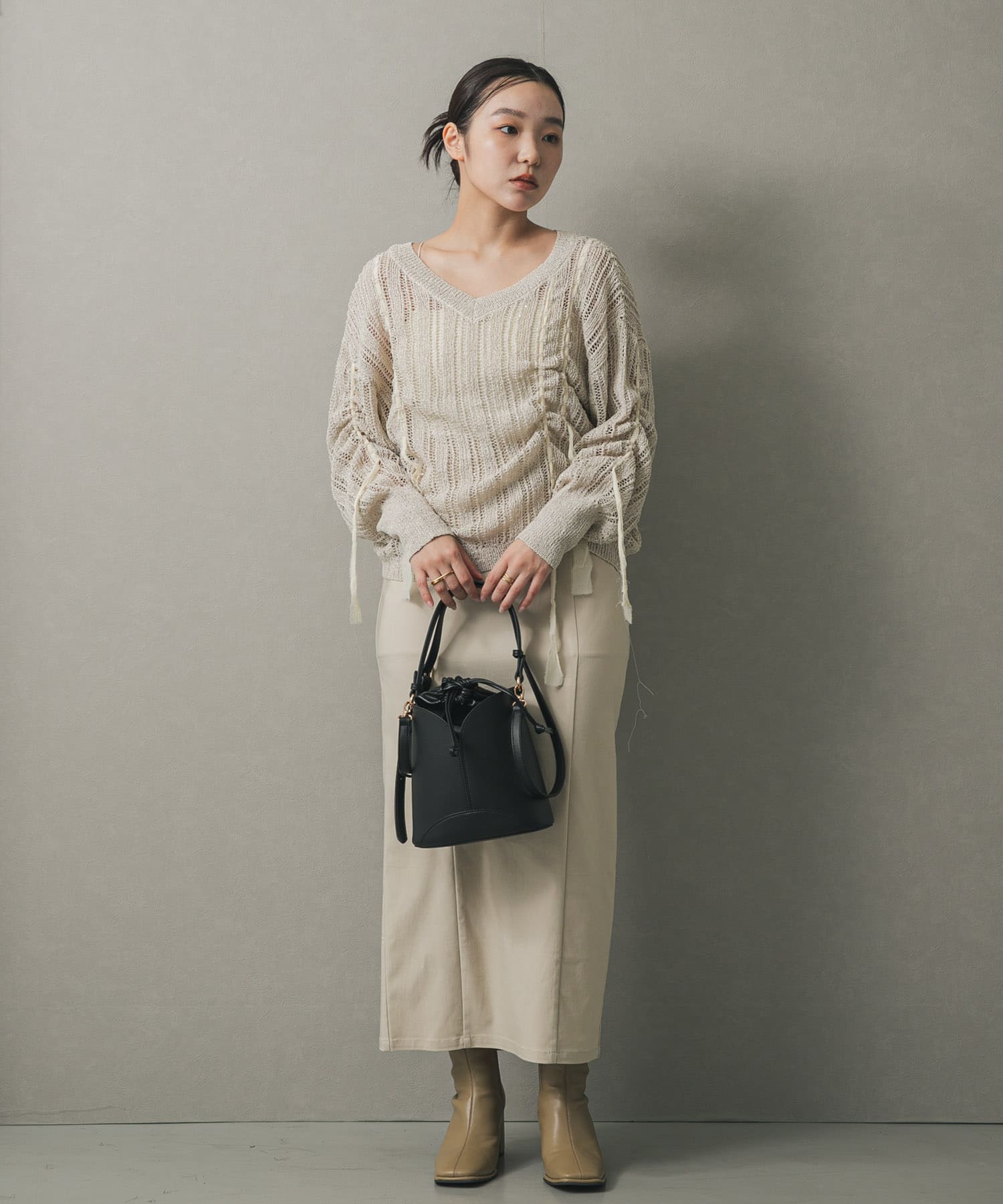 パネルキンチャクバッグ BLACK one