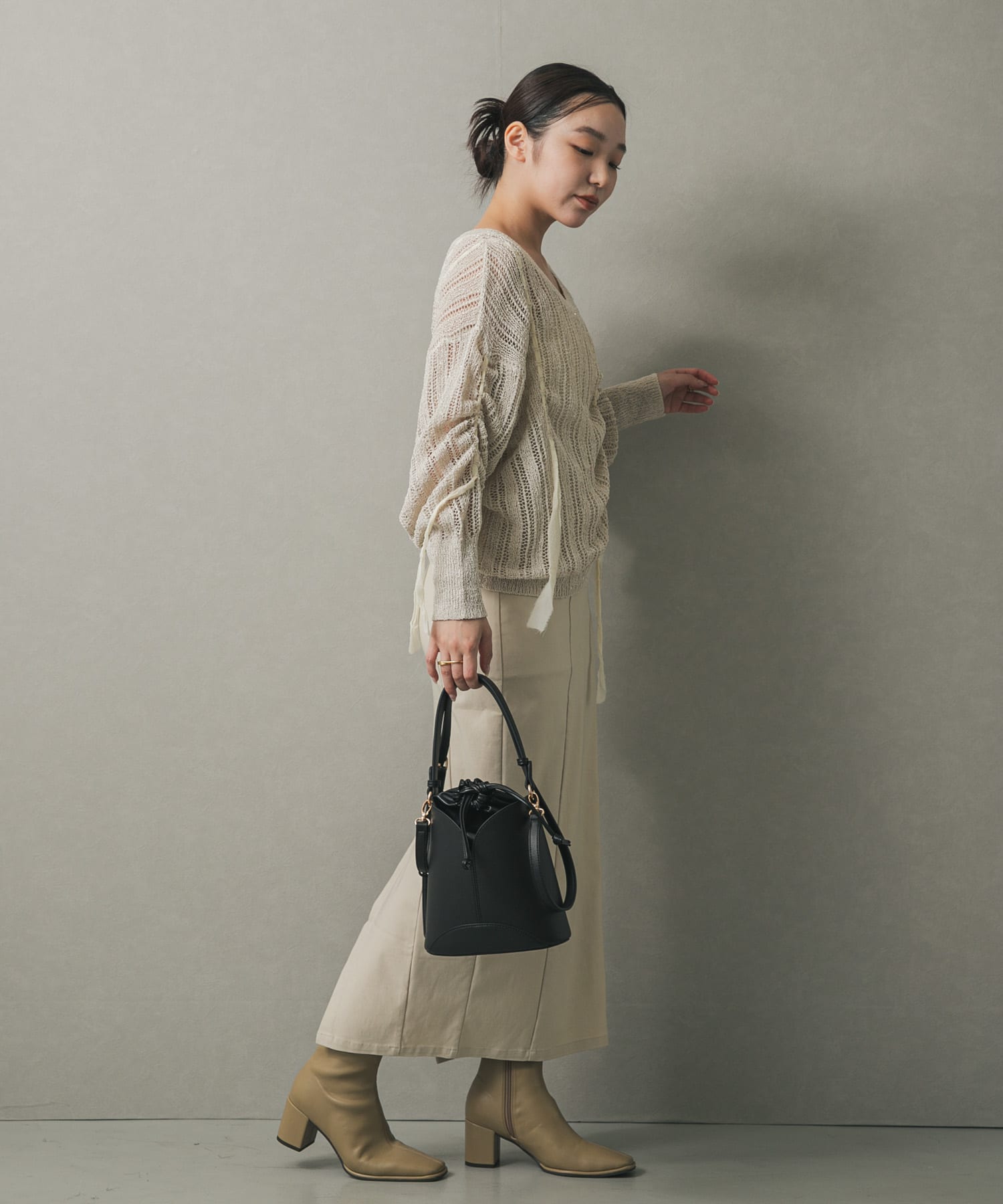 パネルキンチャクバッグ BLACK one