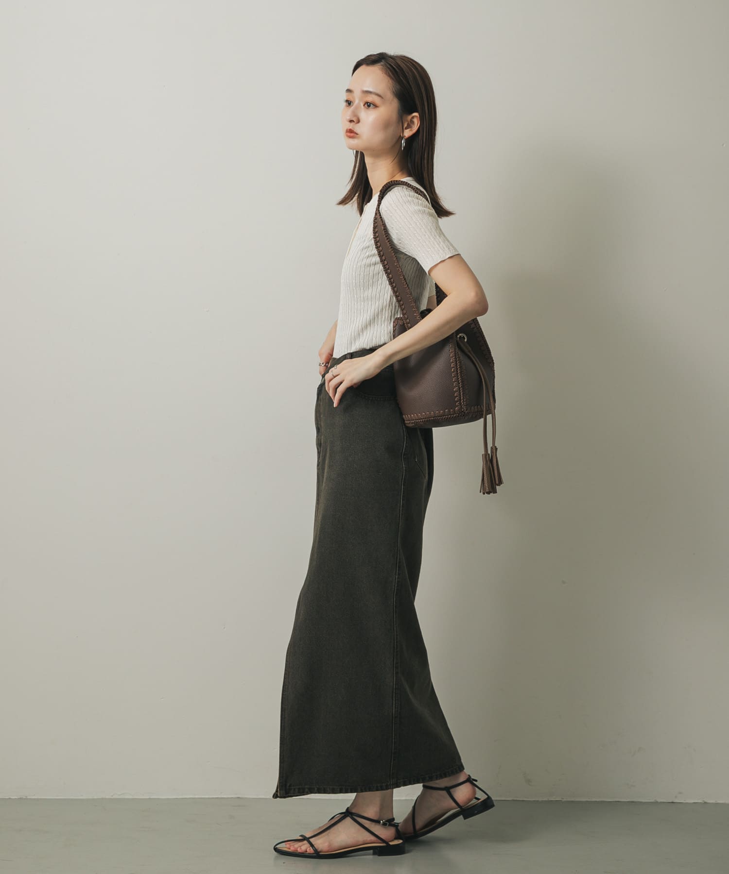 エンブロイダリーキンチャクバッグ BROWN one