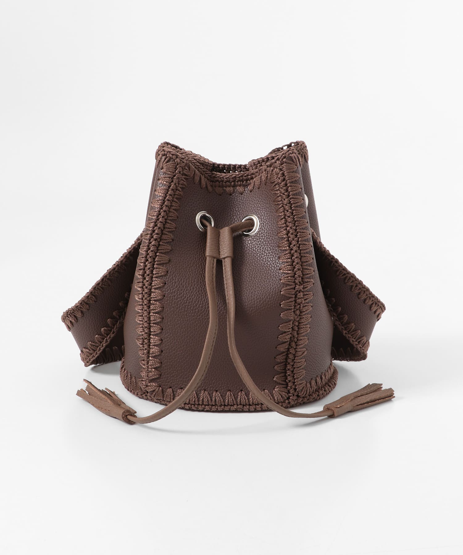 エンブロイダリーキンチャクバッグ BROWN one