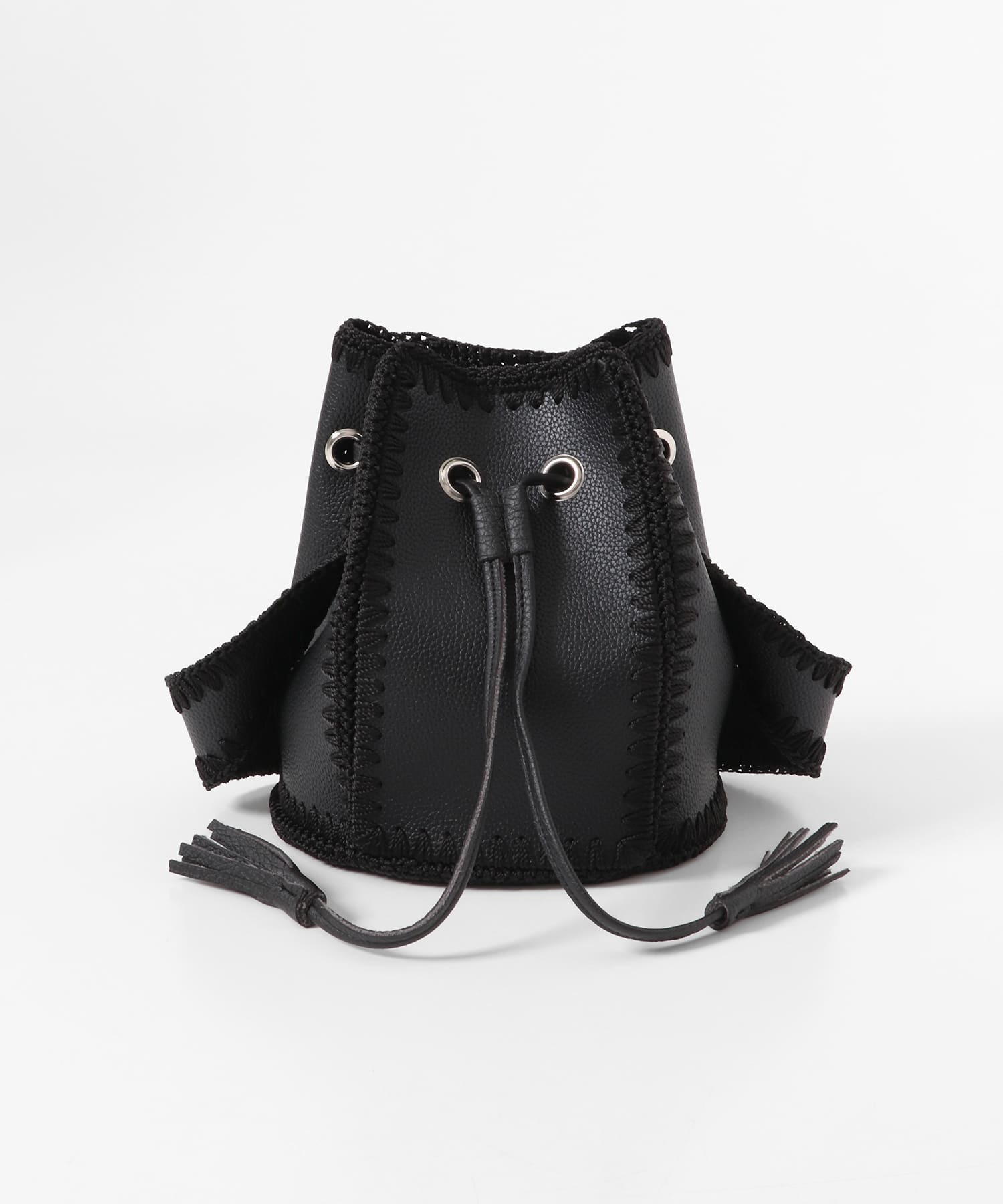 エンブロイダリーキンチャクバッグ BLACK one