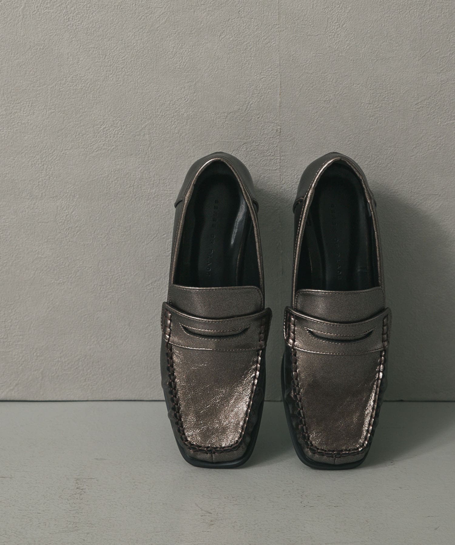 メタリックギャザーローファー BRONZE S