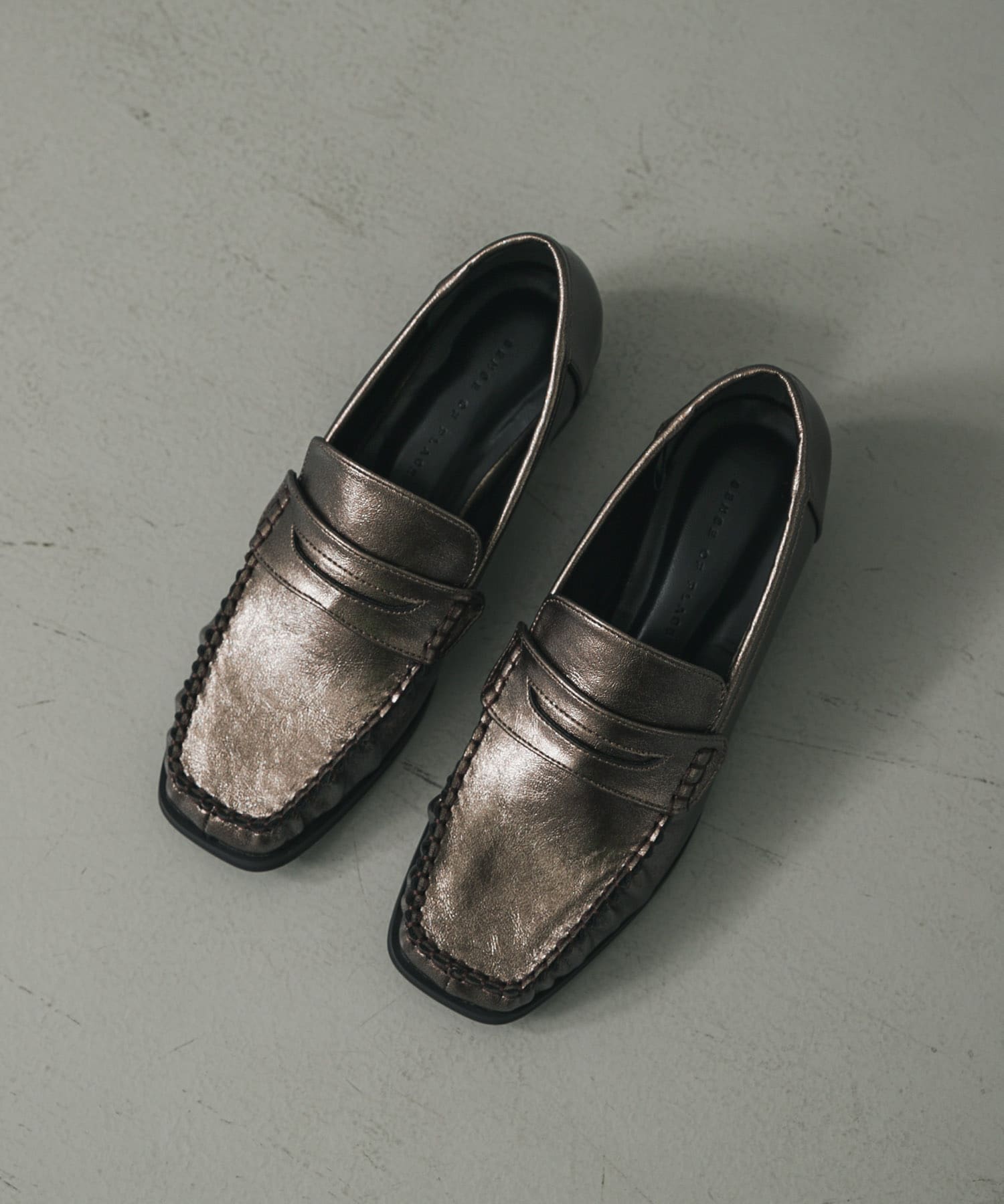 メタリックギャザーローファー BRONZE S