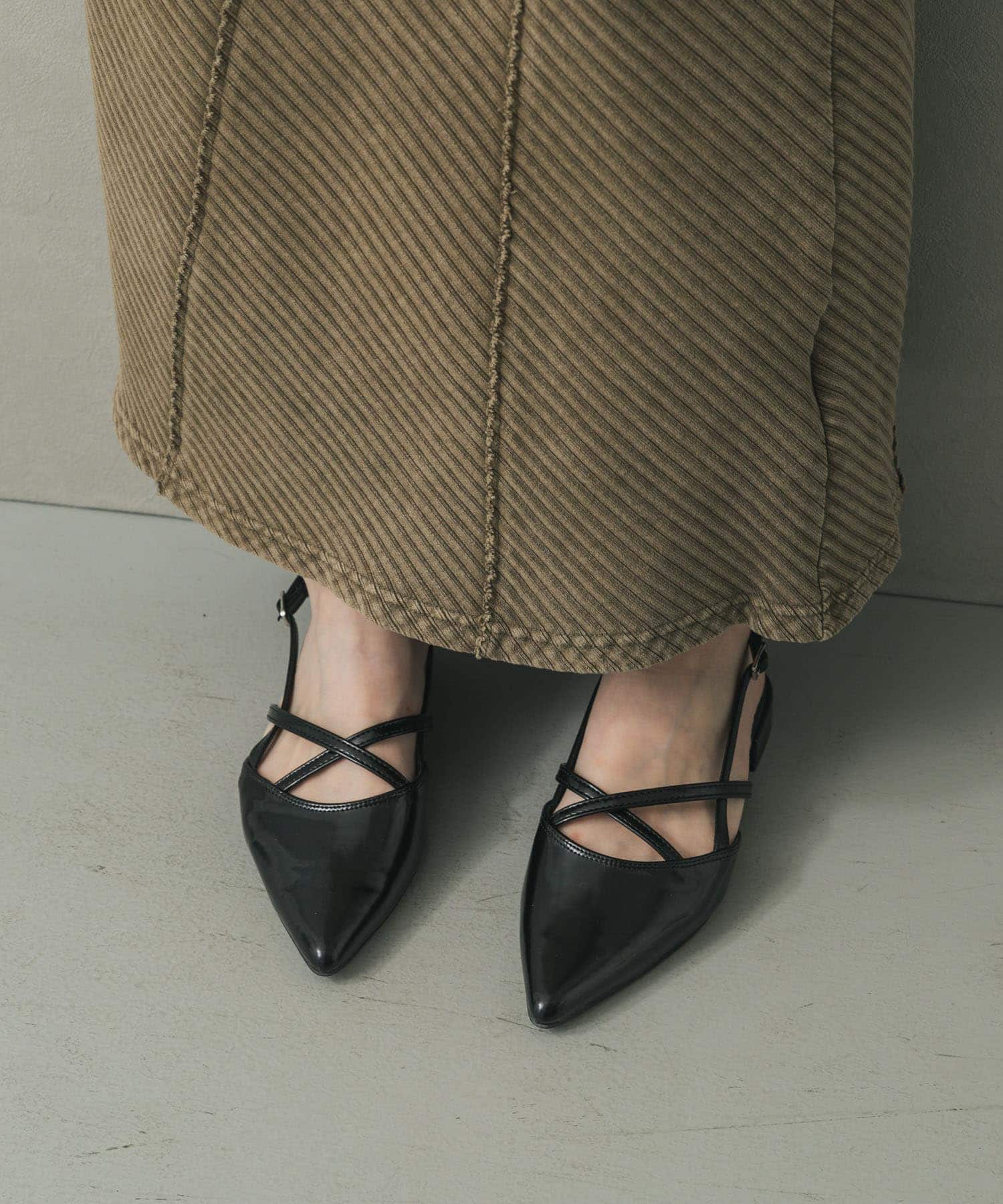 ポインテッドクロスベルトミュール BLACK S