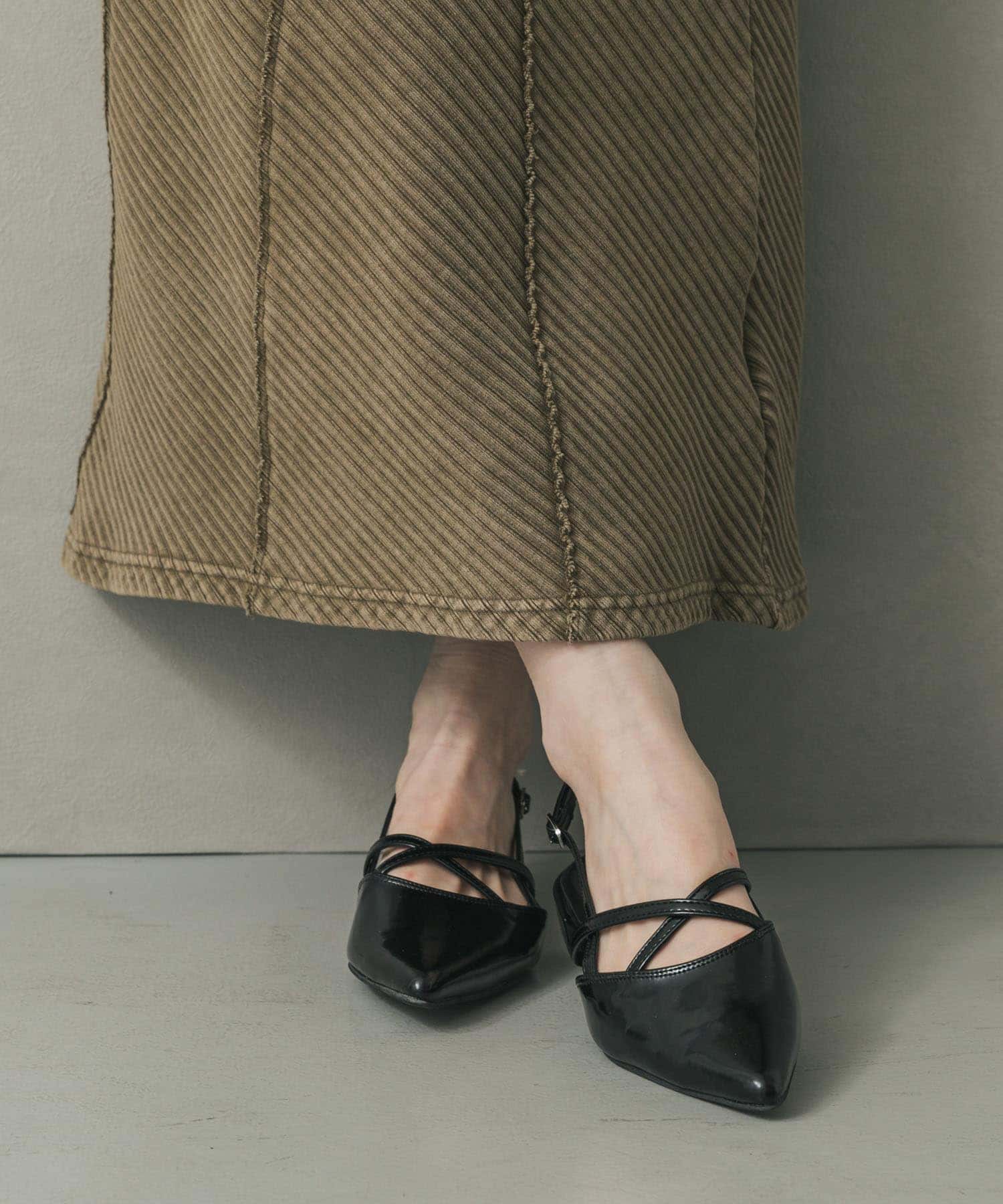 ポインテッドクロスベルトミュール BLACK S