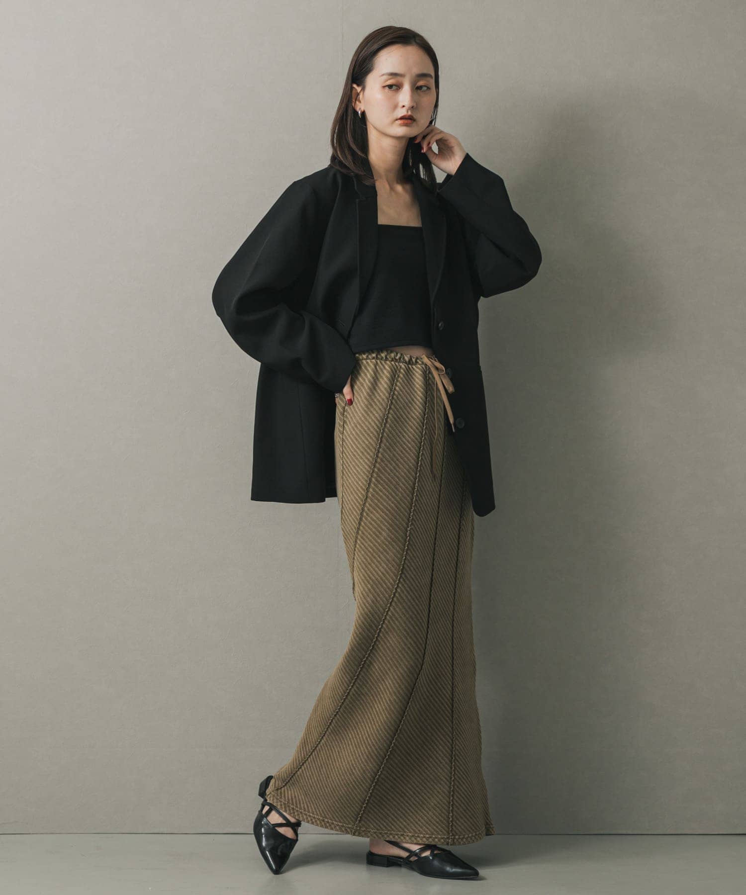 ポインテッドクロスベルトミュール BLACK M