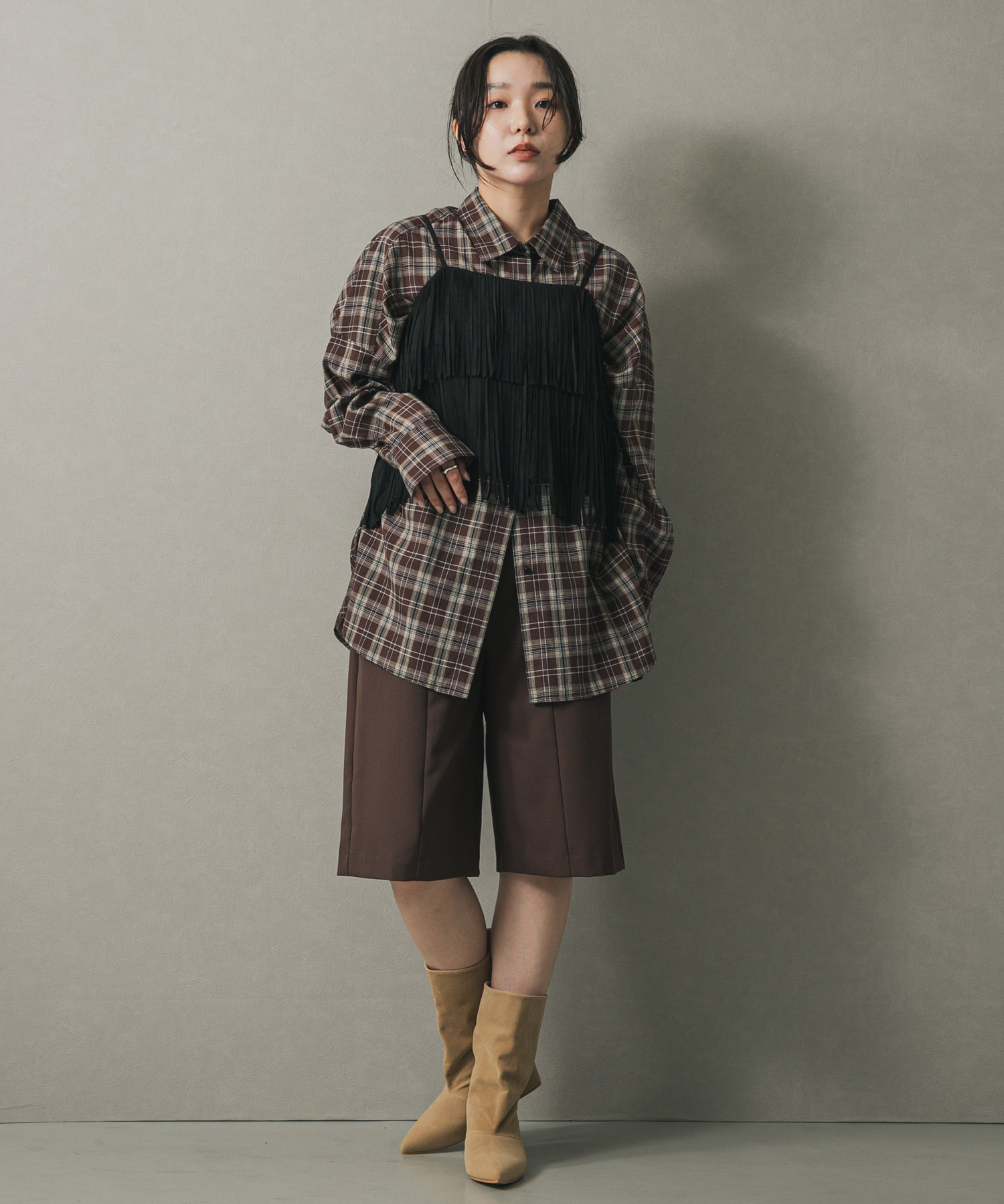 ワイドシャフトミドルブーツ BEIGE S