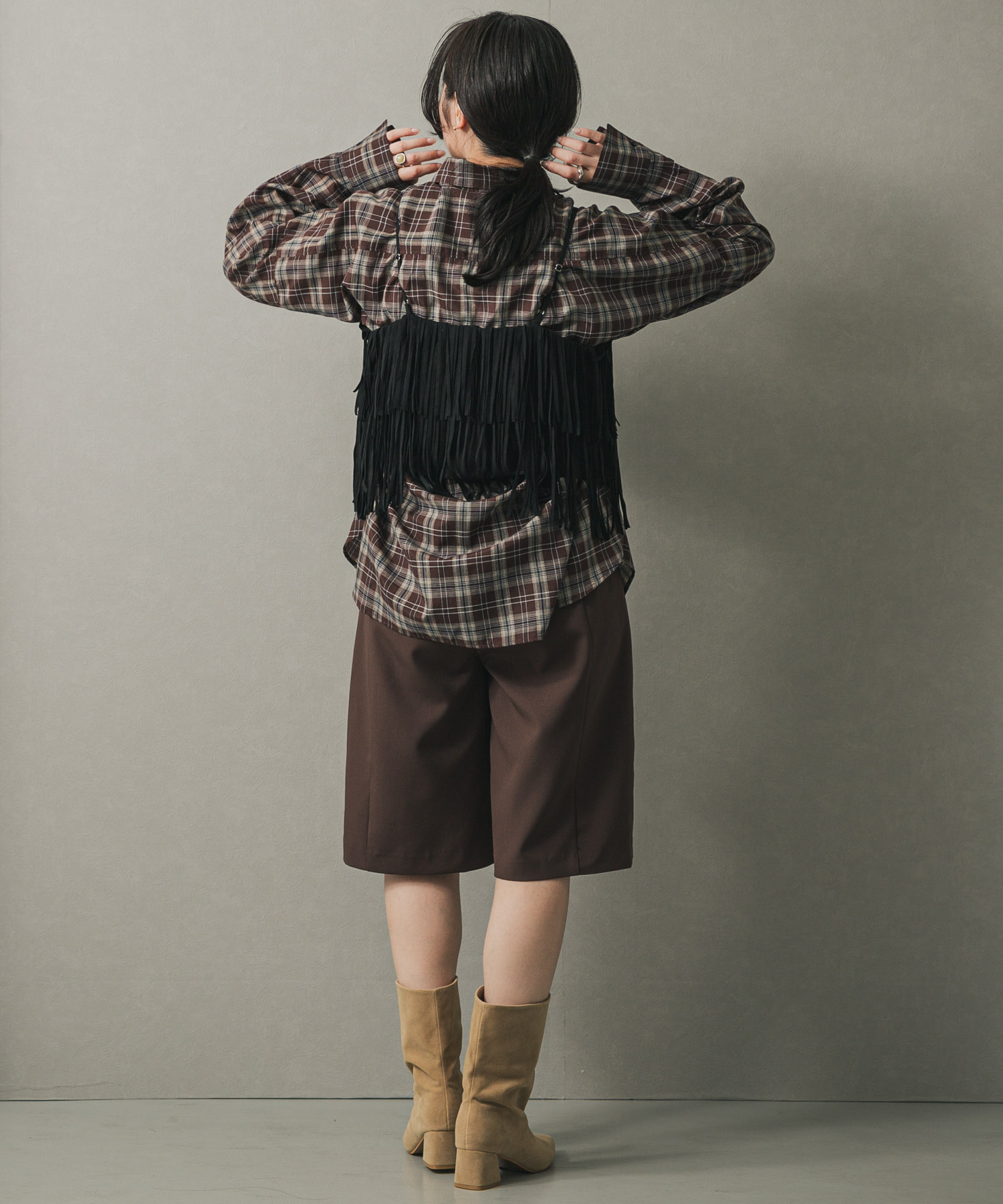 ワイドシャフトミドルブーツ BEIGE S