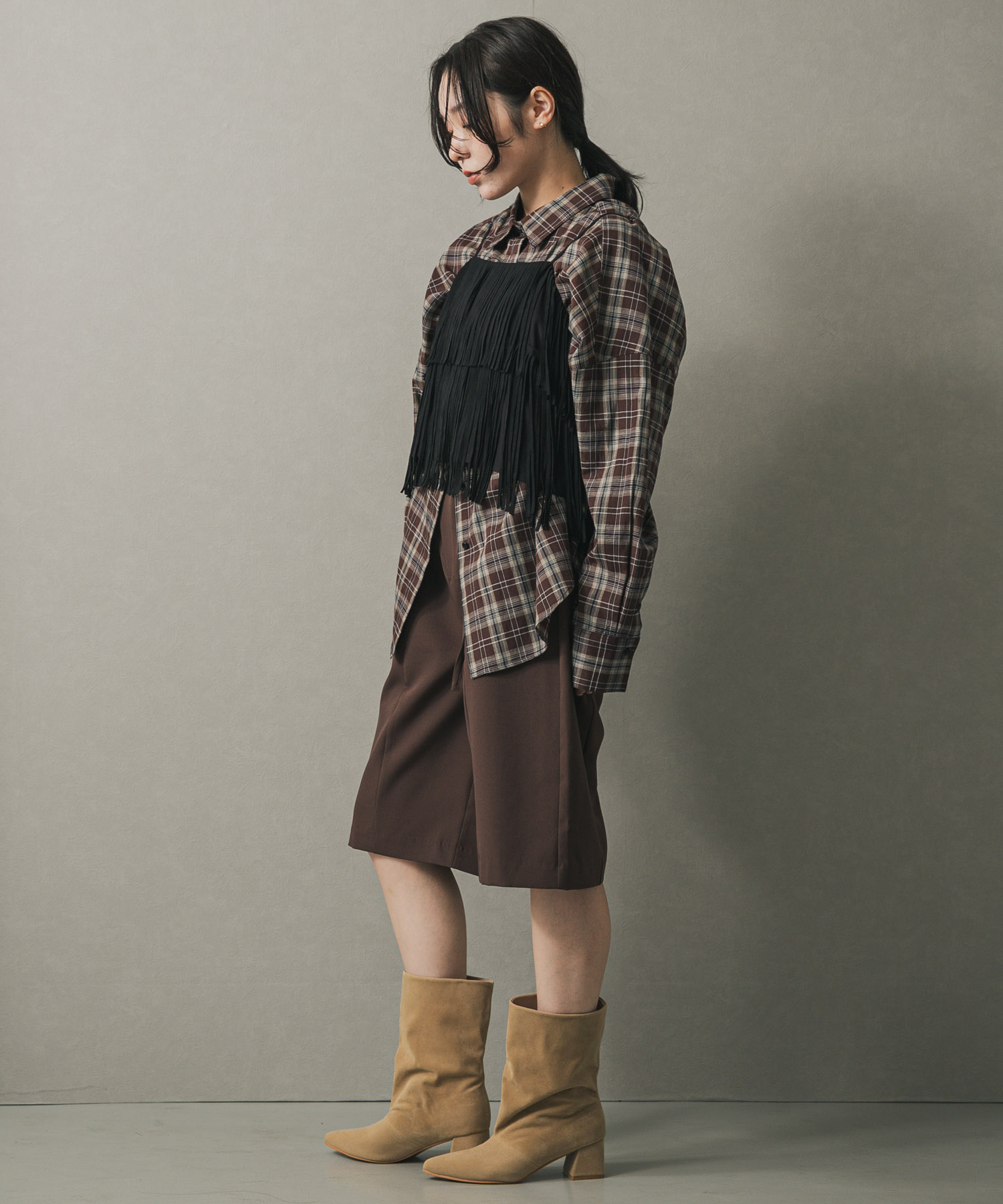 ワイドシャフトミドルブーツ BEIGE S