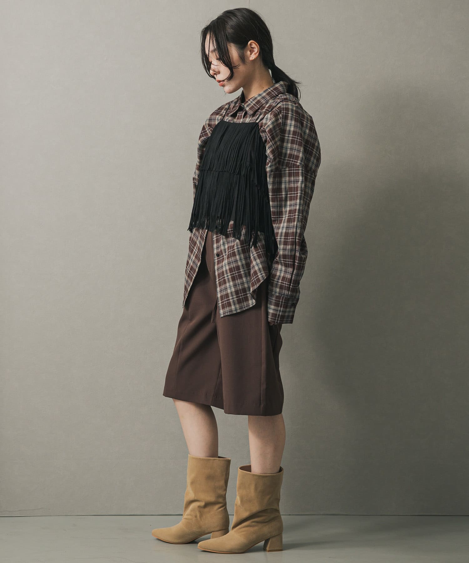 ワイドシャフトミドルブーツ BEIGE S
