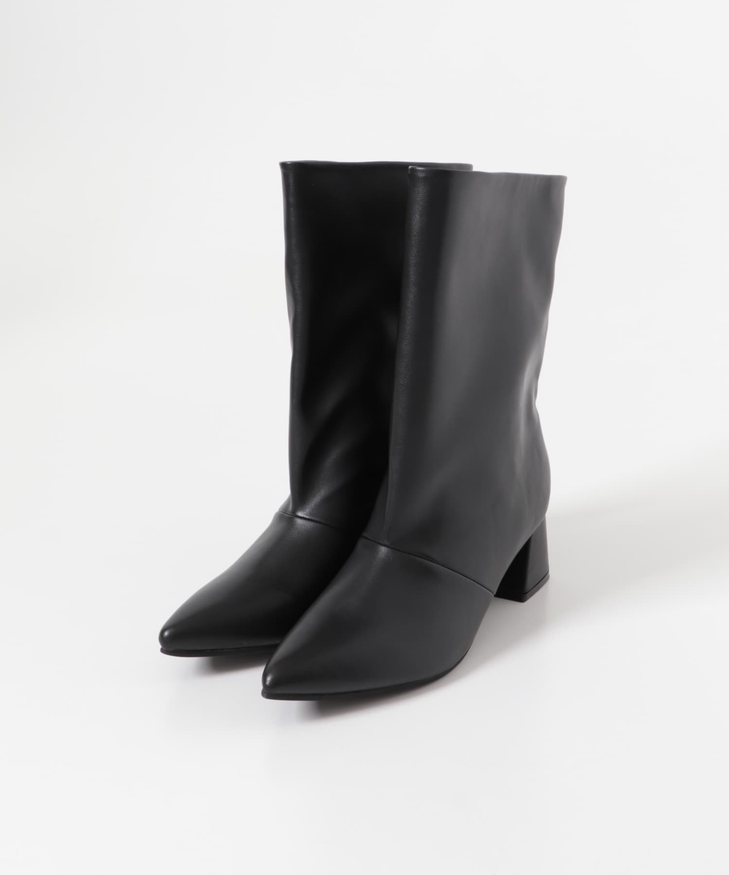 ワイドシャフトミドルブーツ BLACK S