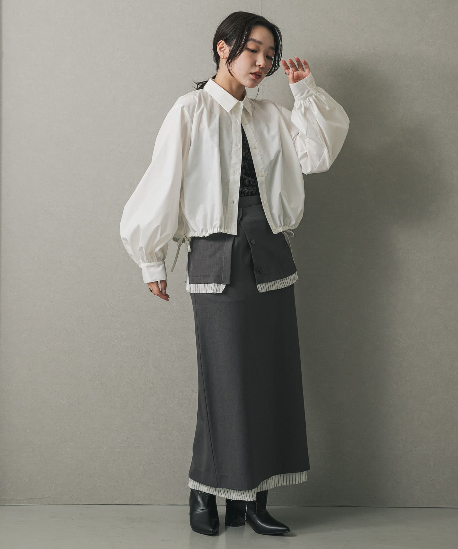 ワイドシャフトミドルブーツ BLACK S