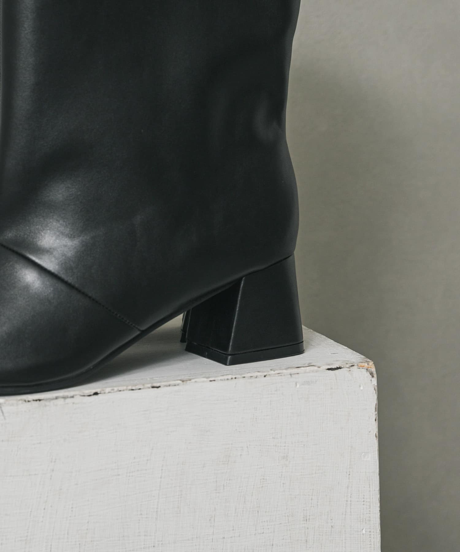 ワイドシャフトミドルブーツ BLACK M