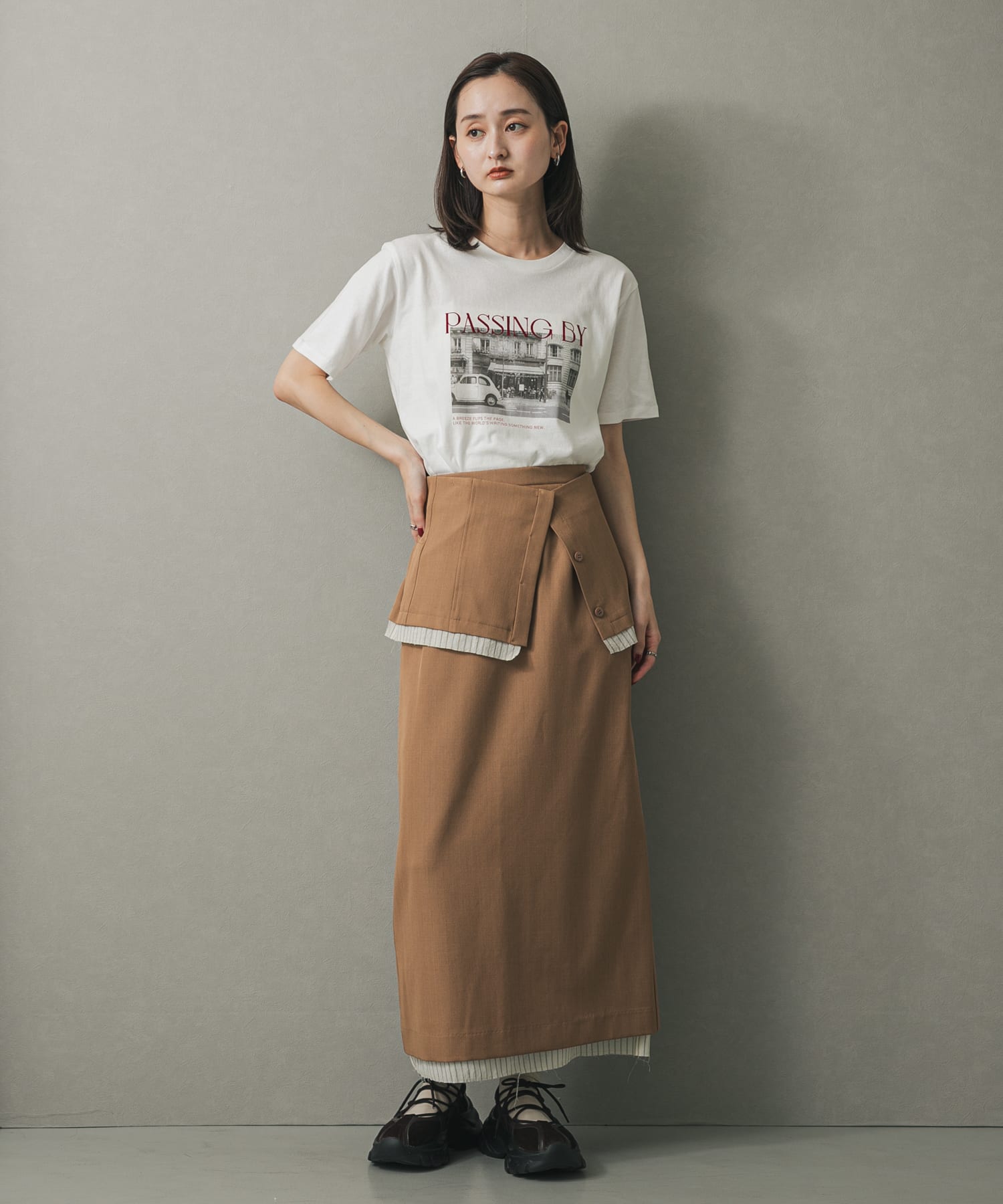 レースアップバレエスニーカー BROWN S