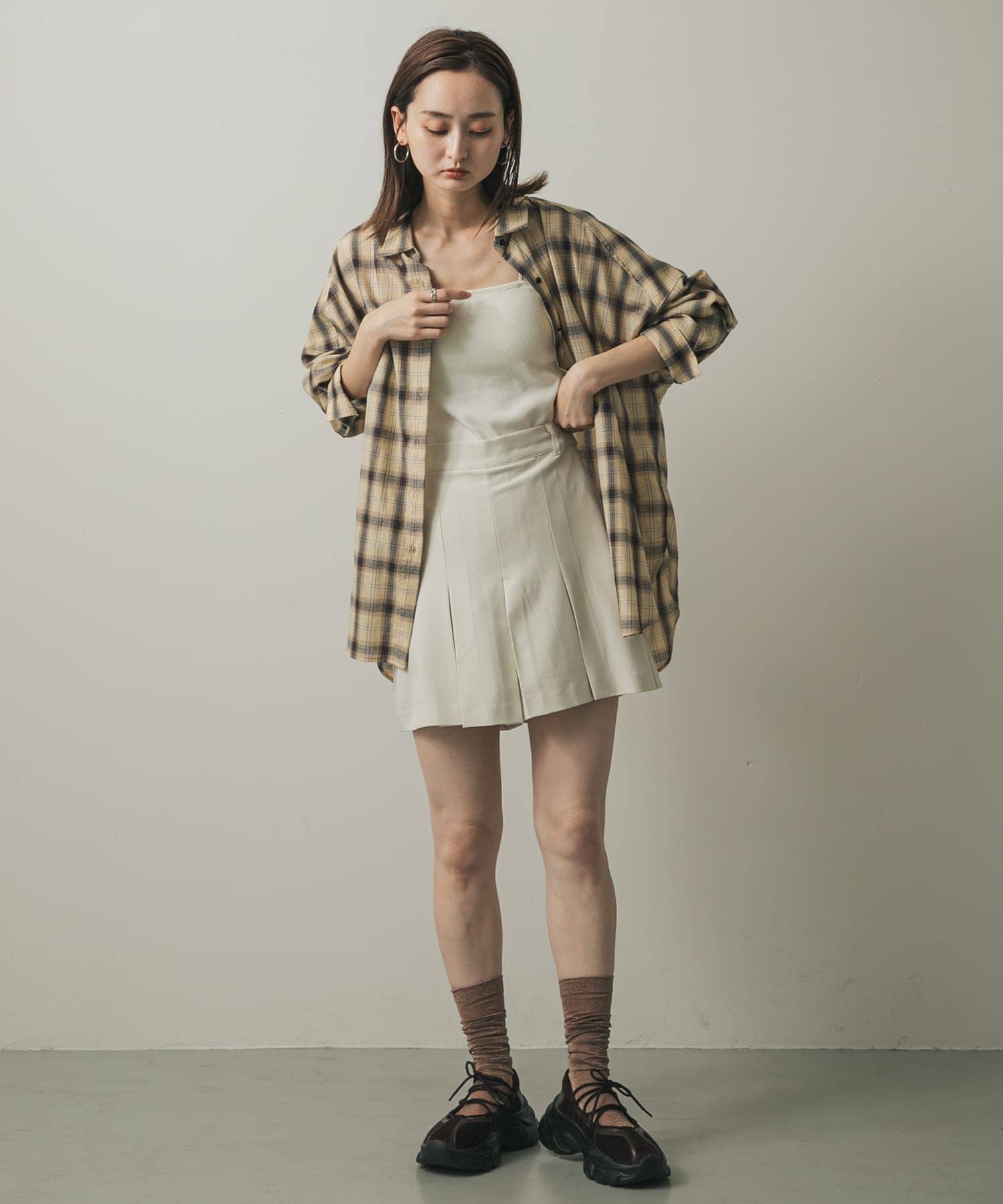 レースアップバレエスニーカー BROWN M