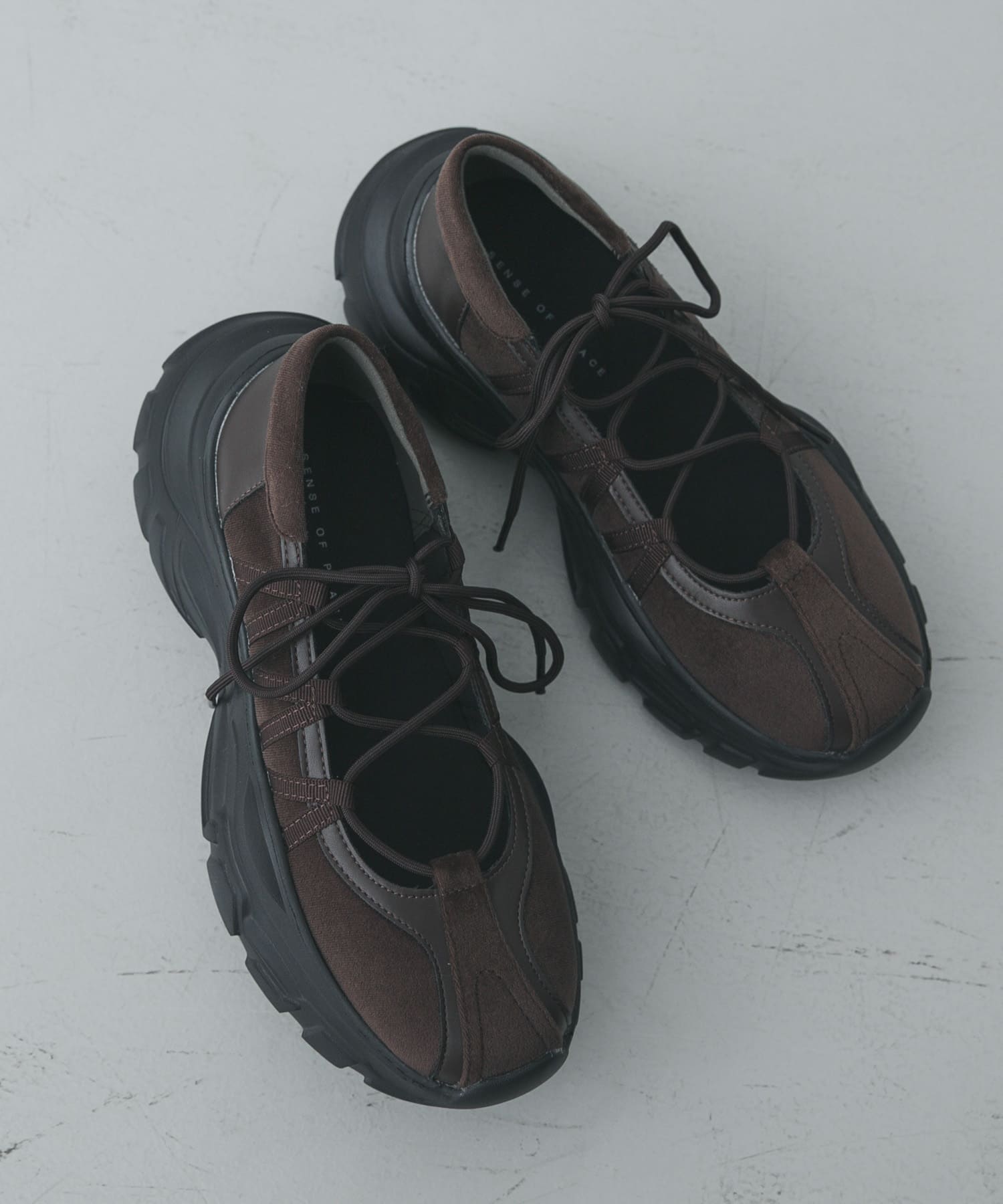 レースアップバレエスニーカー BROWN S