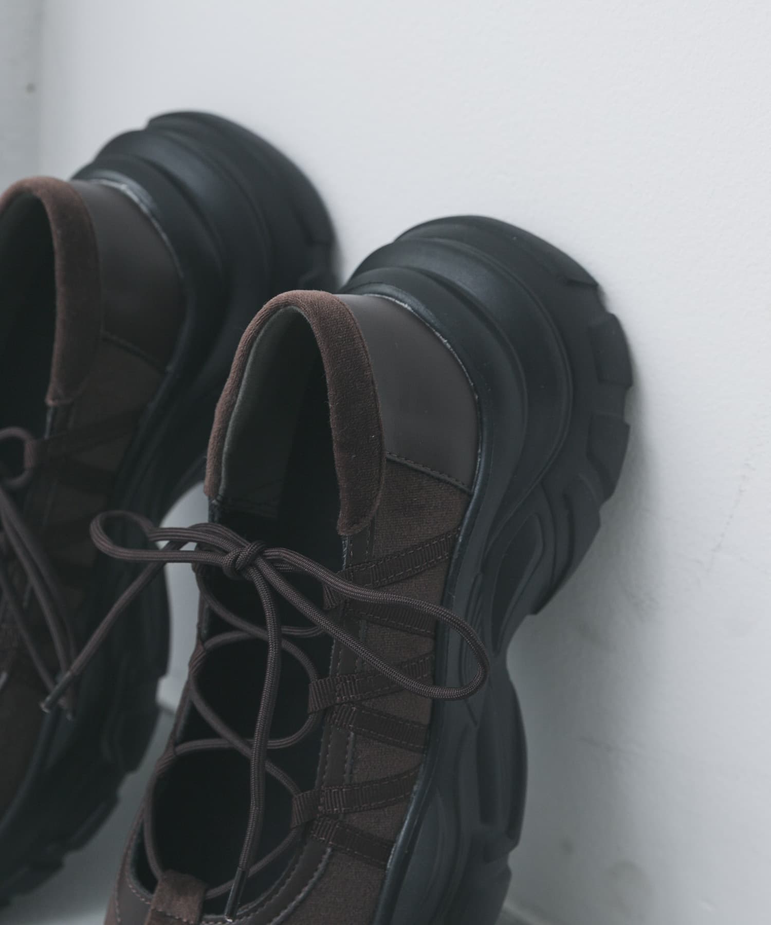 レースアップバレエスニーカー BROWN S