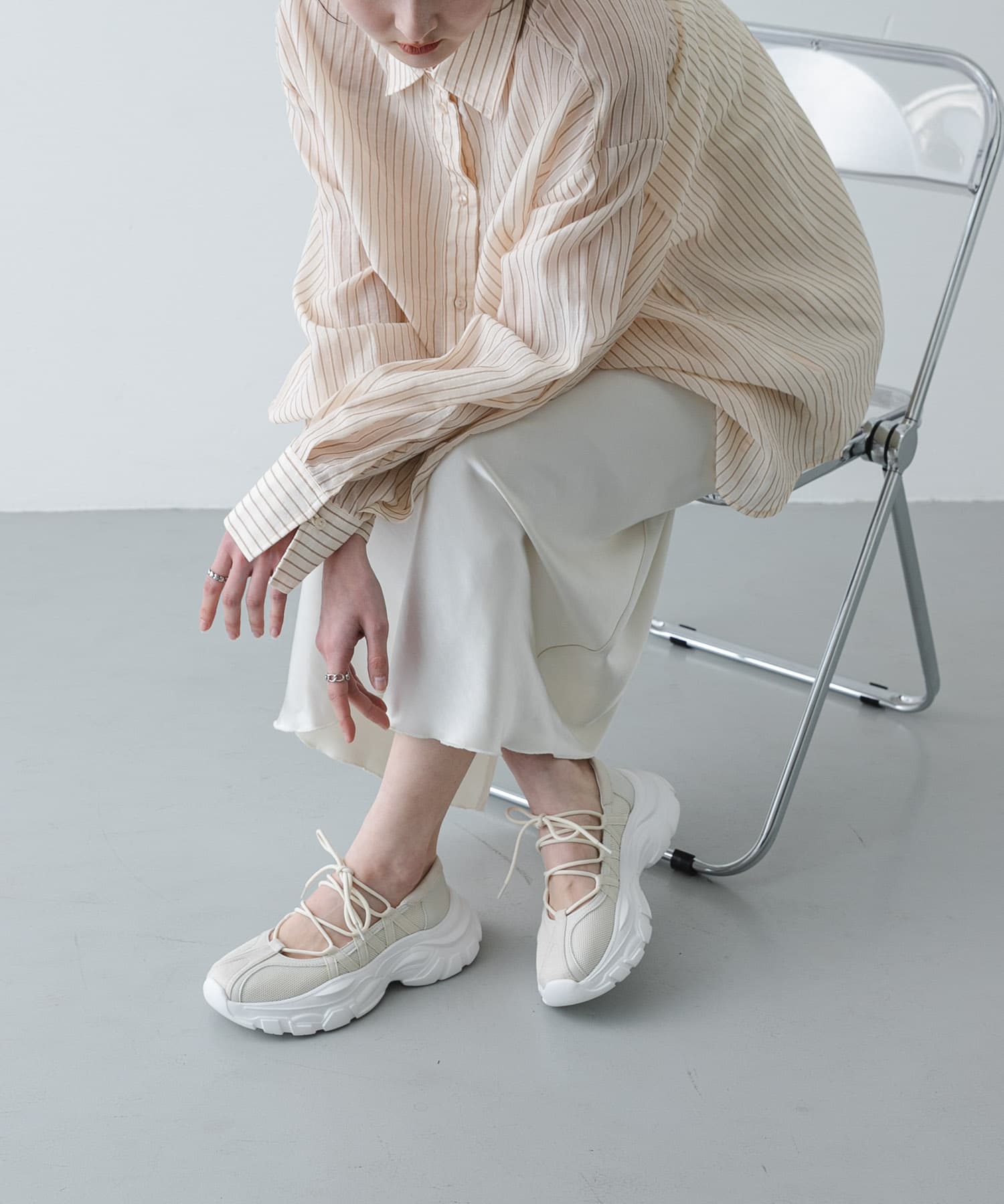 レースアップバレエスニーカー IVORY S
