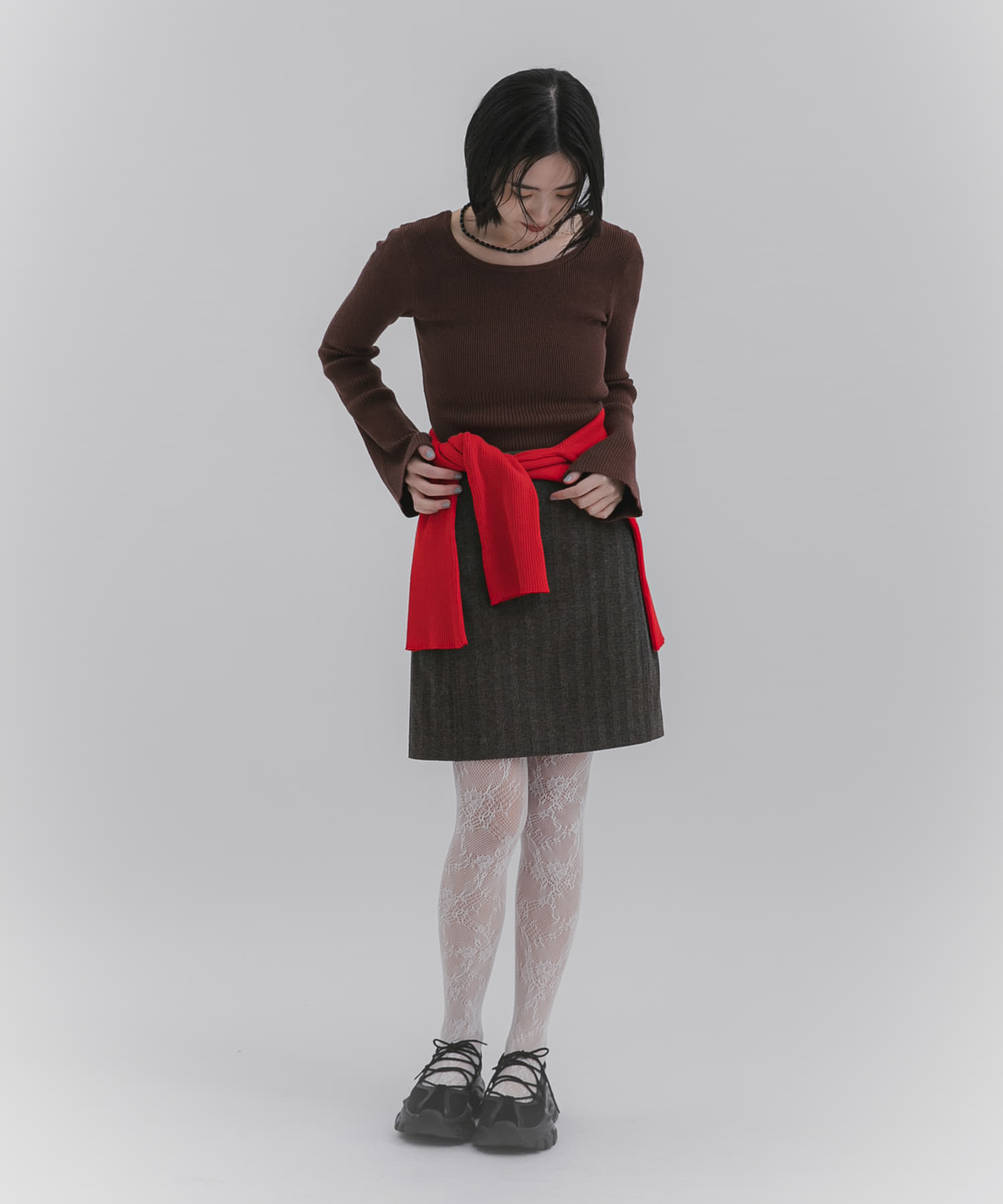 レースアップバレエスニーカー BLACK S