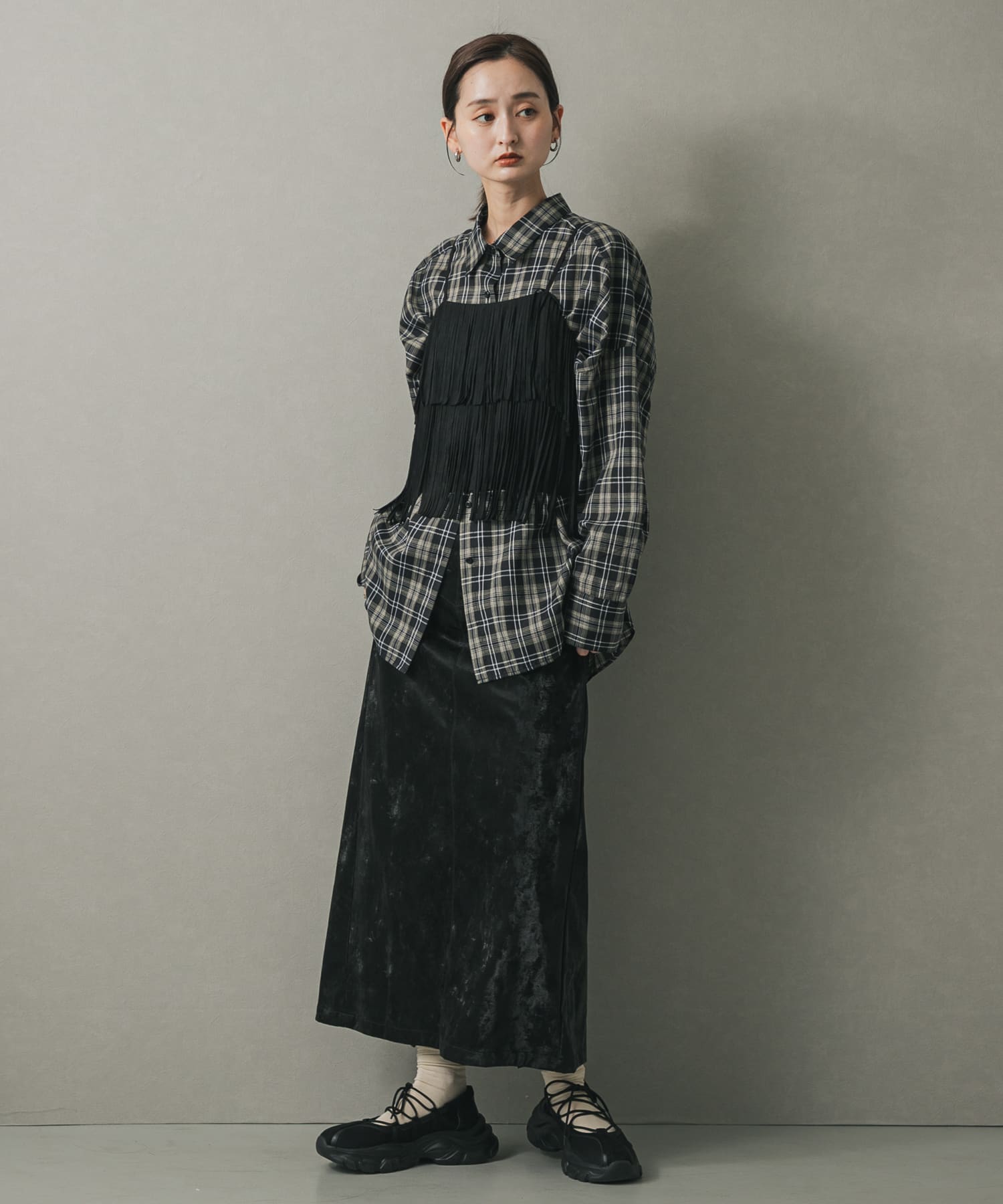 レースアップバレエスニーカー BLACK M