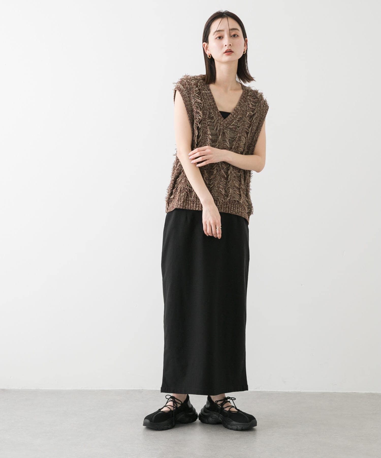 レースアップバレエスニーカー BLACK M