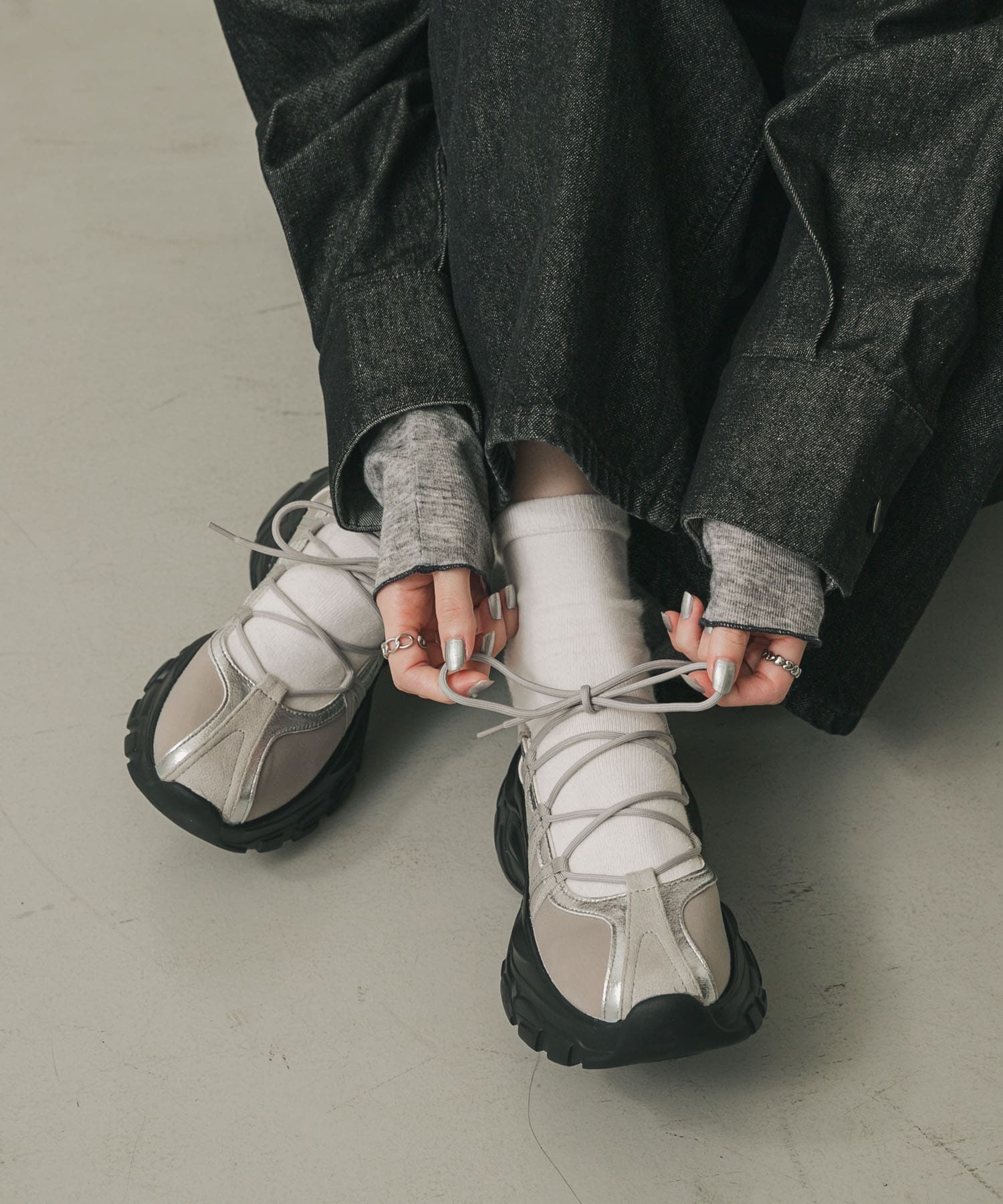 レースアップバレエスニーカー GRAY S