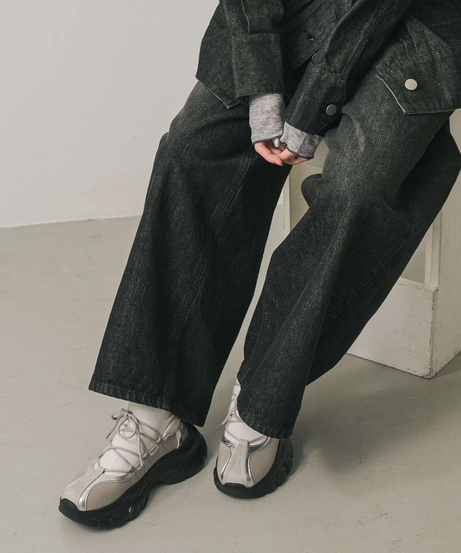 レースアップバレエスニーカー GRAY S