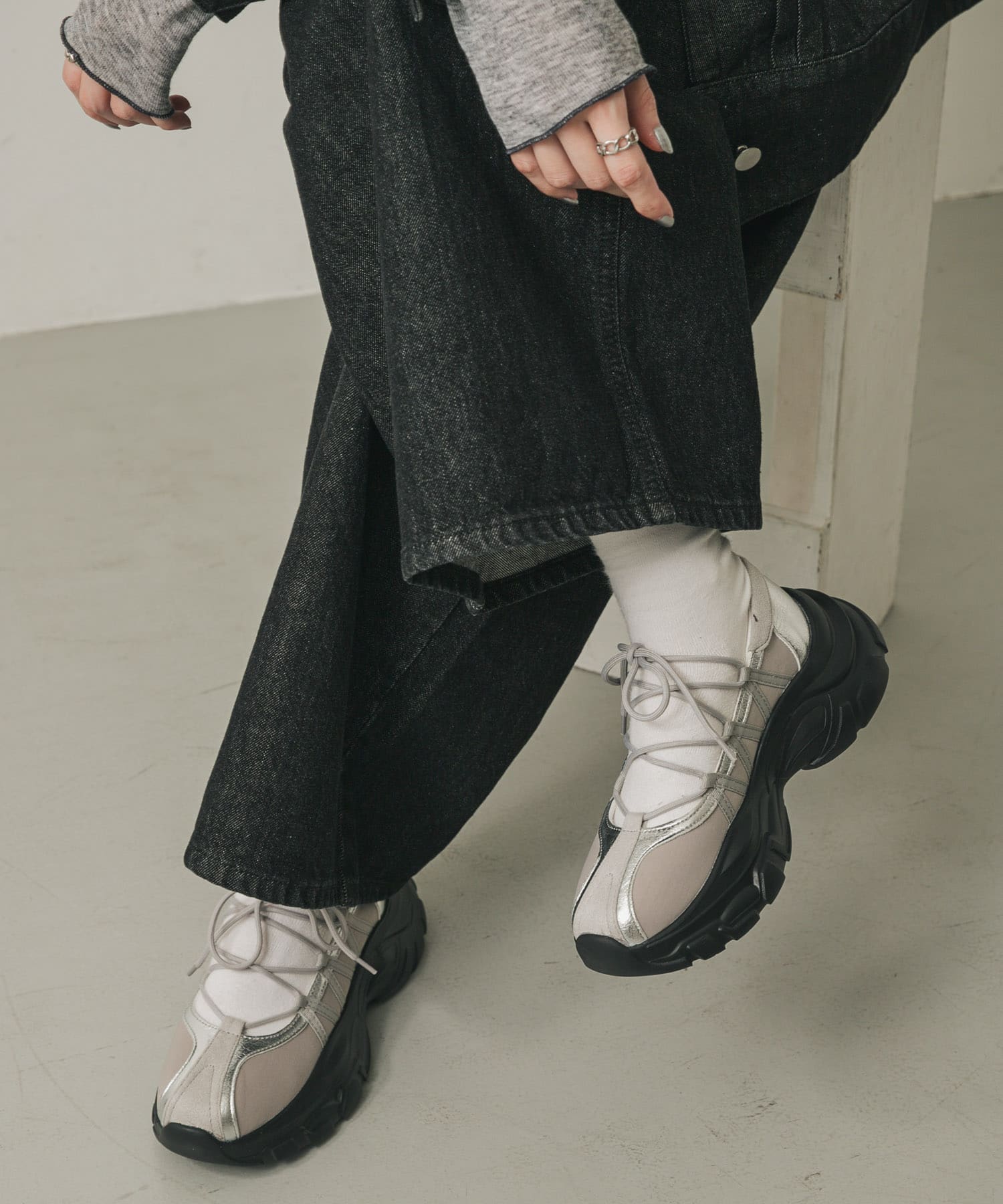 レースアップバレエスニーカー GRAY S