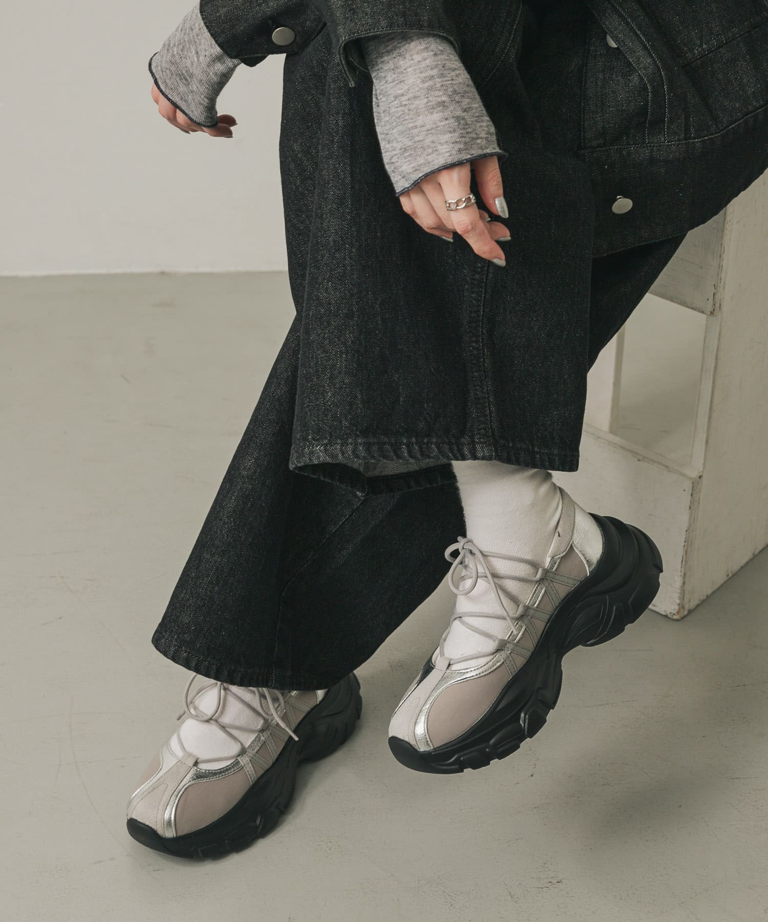 レースアップバレエスニーカー GRAY S