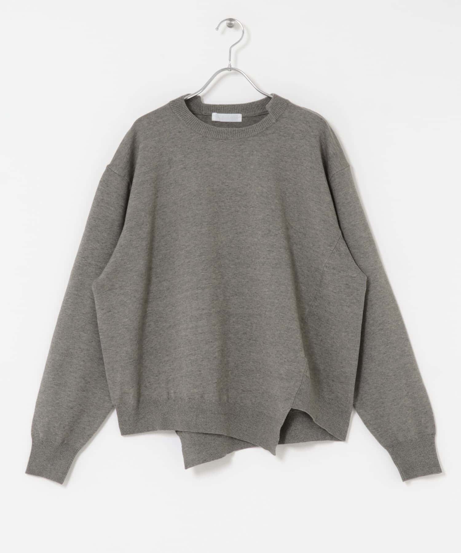 アシメクルーネックニット GRAY M