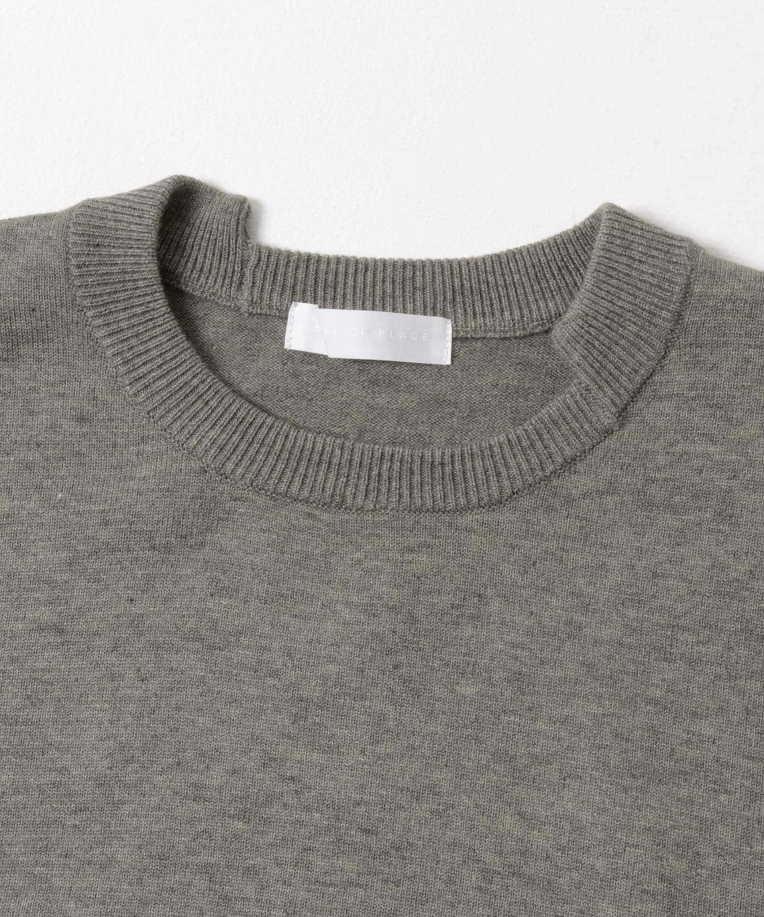 アシメクルーネックニット GRAY M