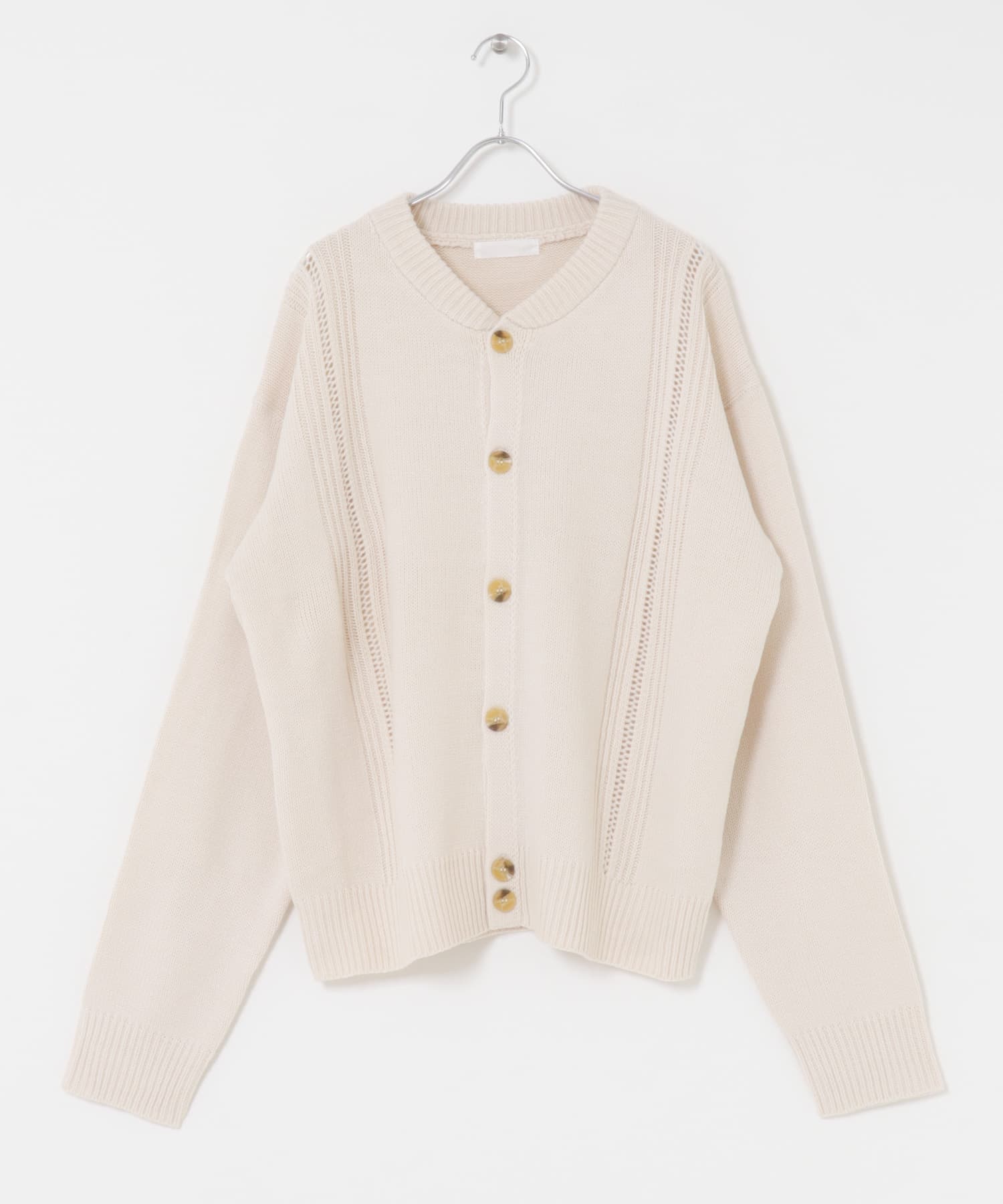 ハリヌキケーブルニットカーディガン IVORY M