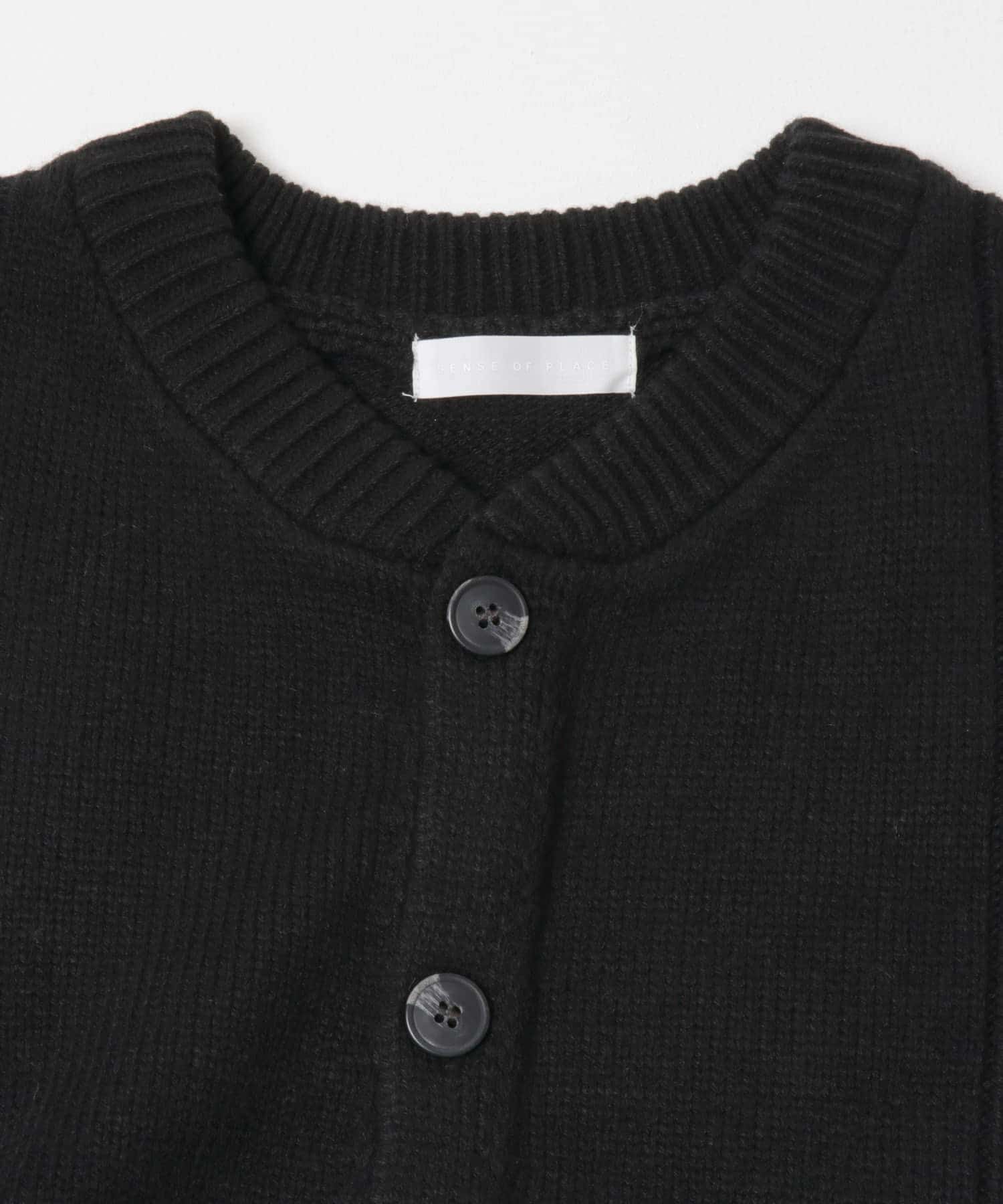 ハリヌキケーブルニットカーディガン BLACK M