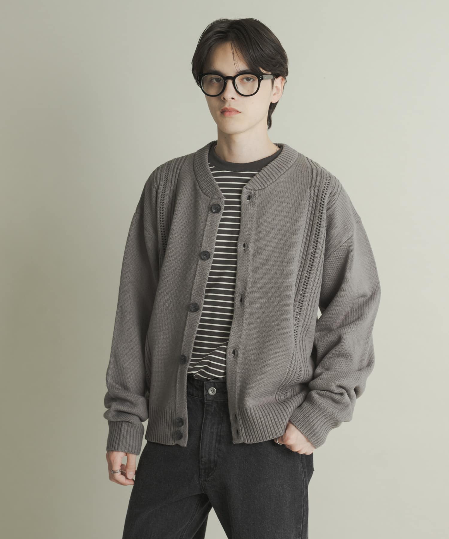 ハリヌキケーブルニットカーディガン(M GRAY): トップス｜URBAN