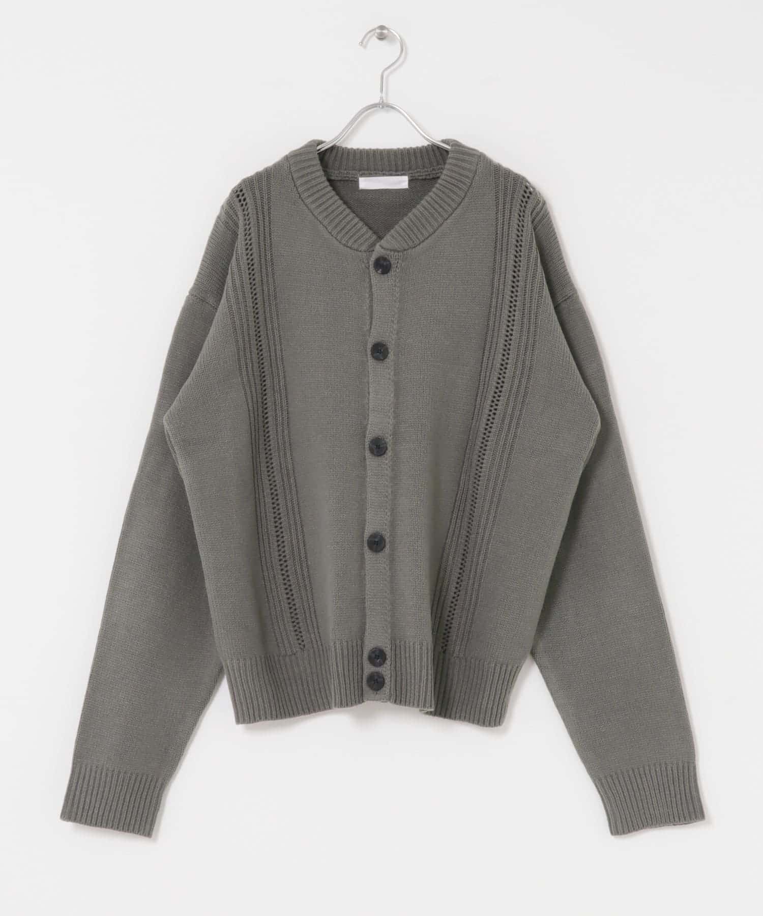 ハリヌキケーブルニットカーディガン GRAY M