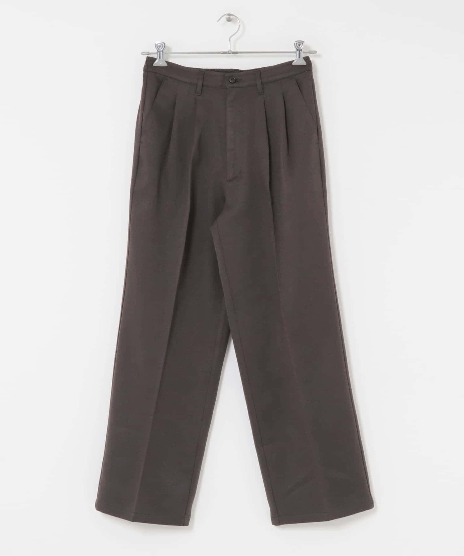 ウールライクダブルタックワイドパンツ CHARCOAL S