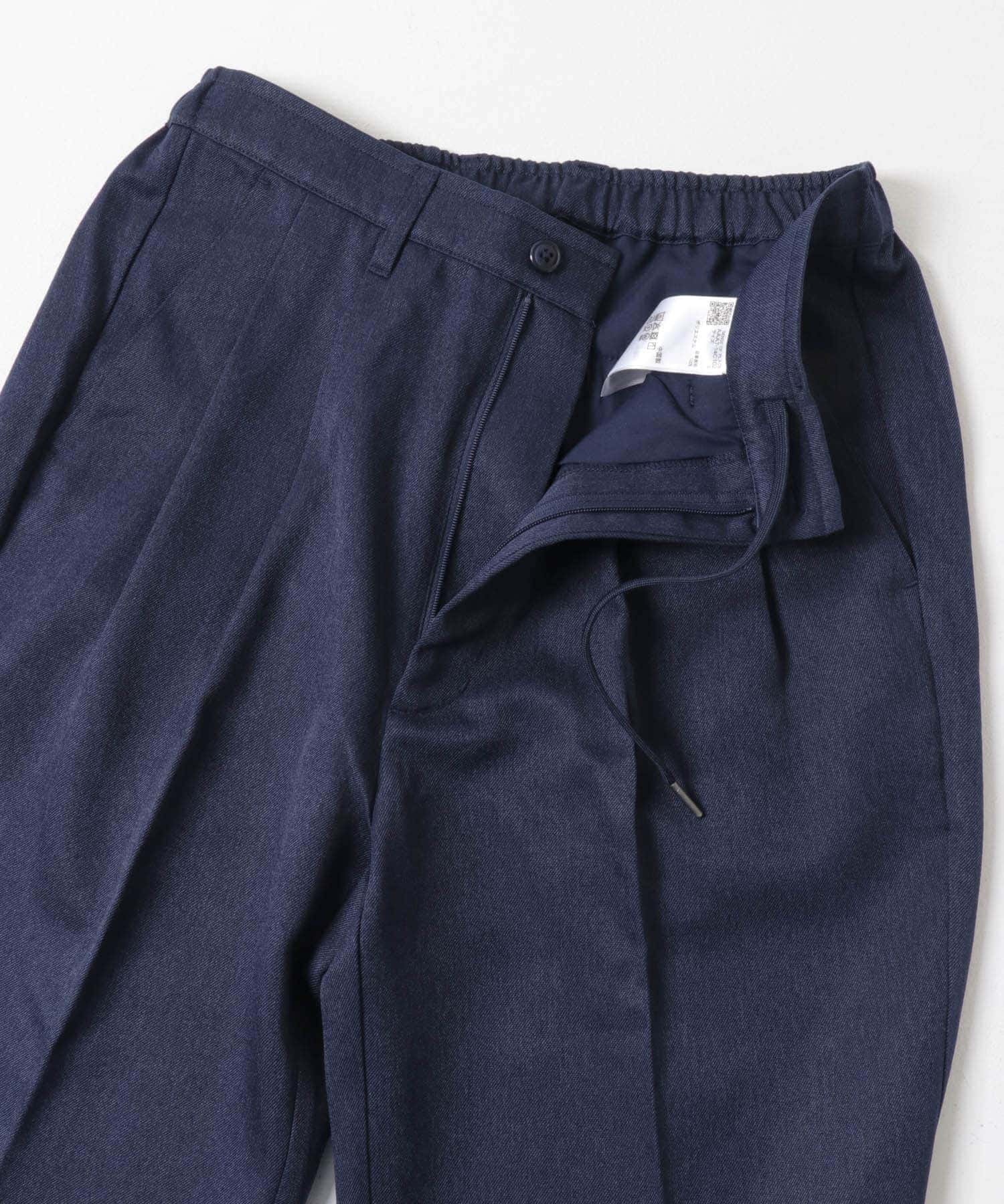 ウールライクダブルタックワイドパンツ D.NAVY S