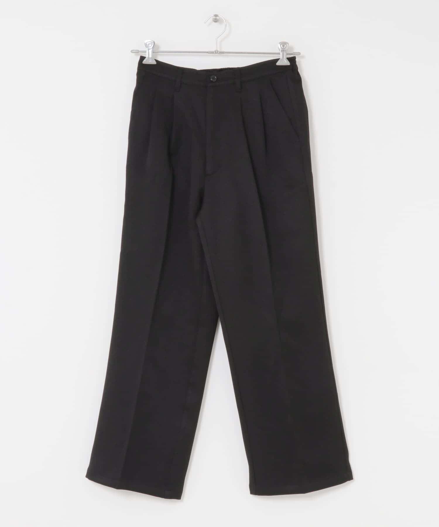 ウールライクダブルタックワイドパンツ BLACK S