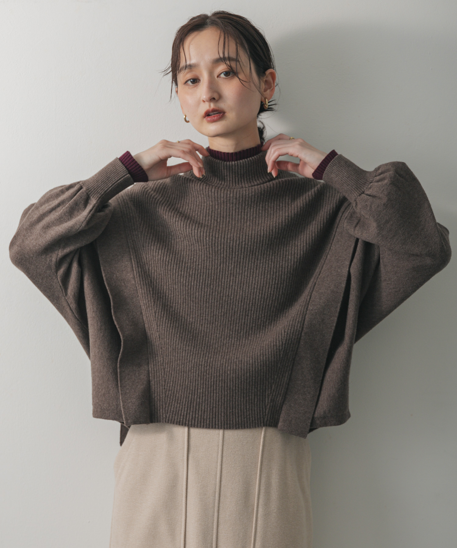 『一部WEB限定カラー』ストレッチショルダータックセーター