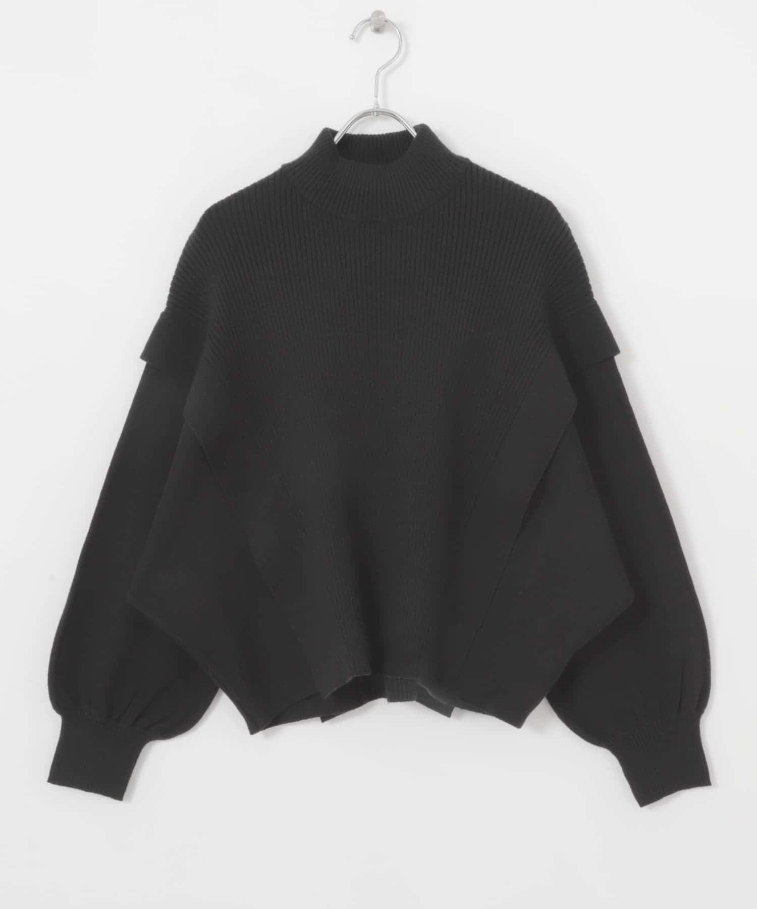 『一部WEB限定カラー』ストレッチショルダータックセーター BLACK one