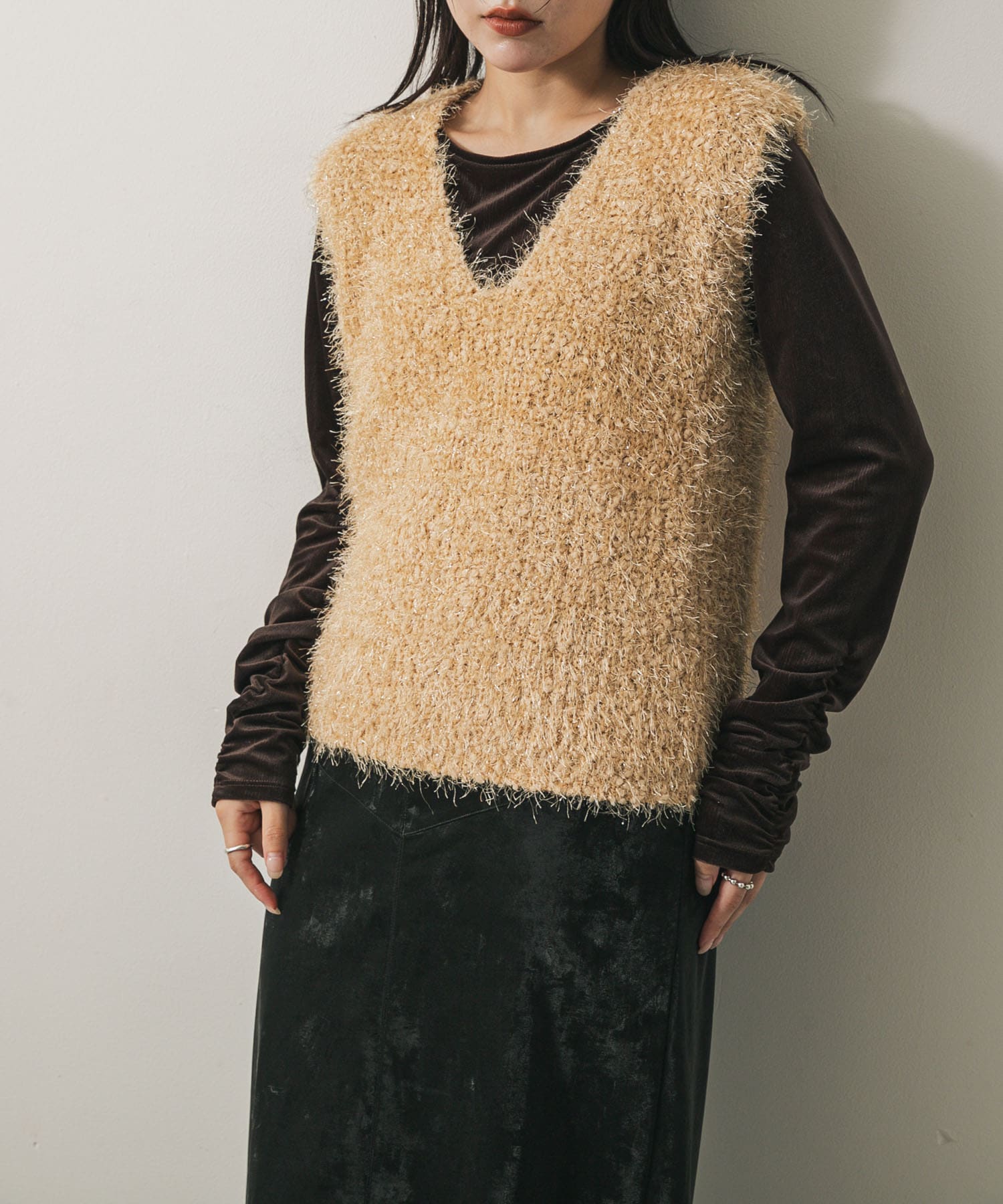 モールフェザーニットベスト(one CHARCOAL): トップス｜URBAN