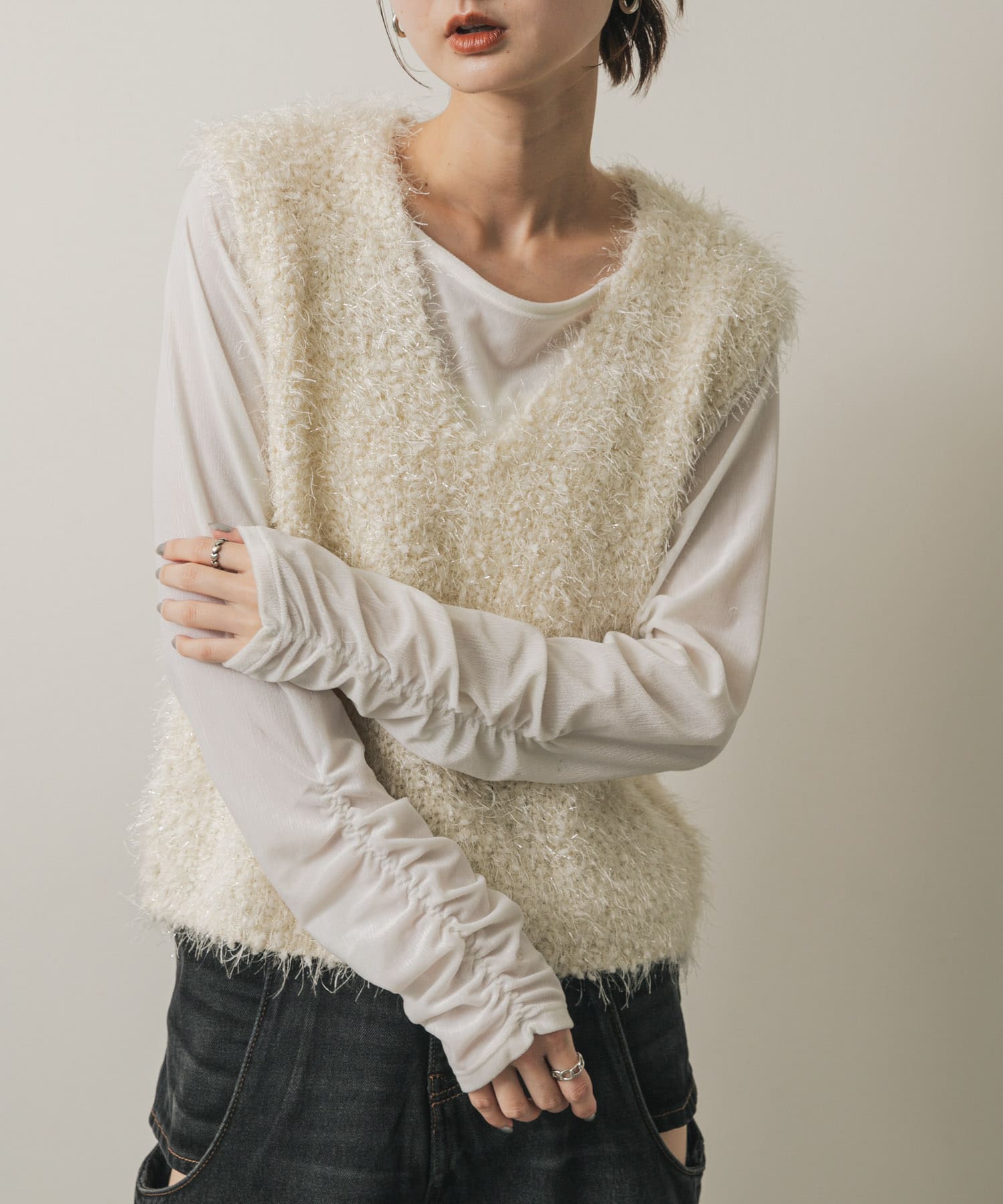 モールフェザーニットベスト