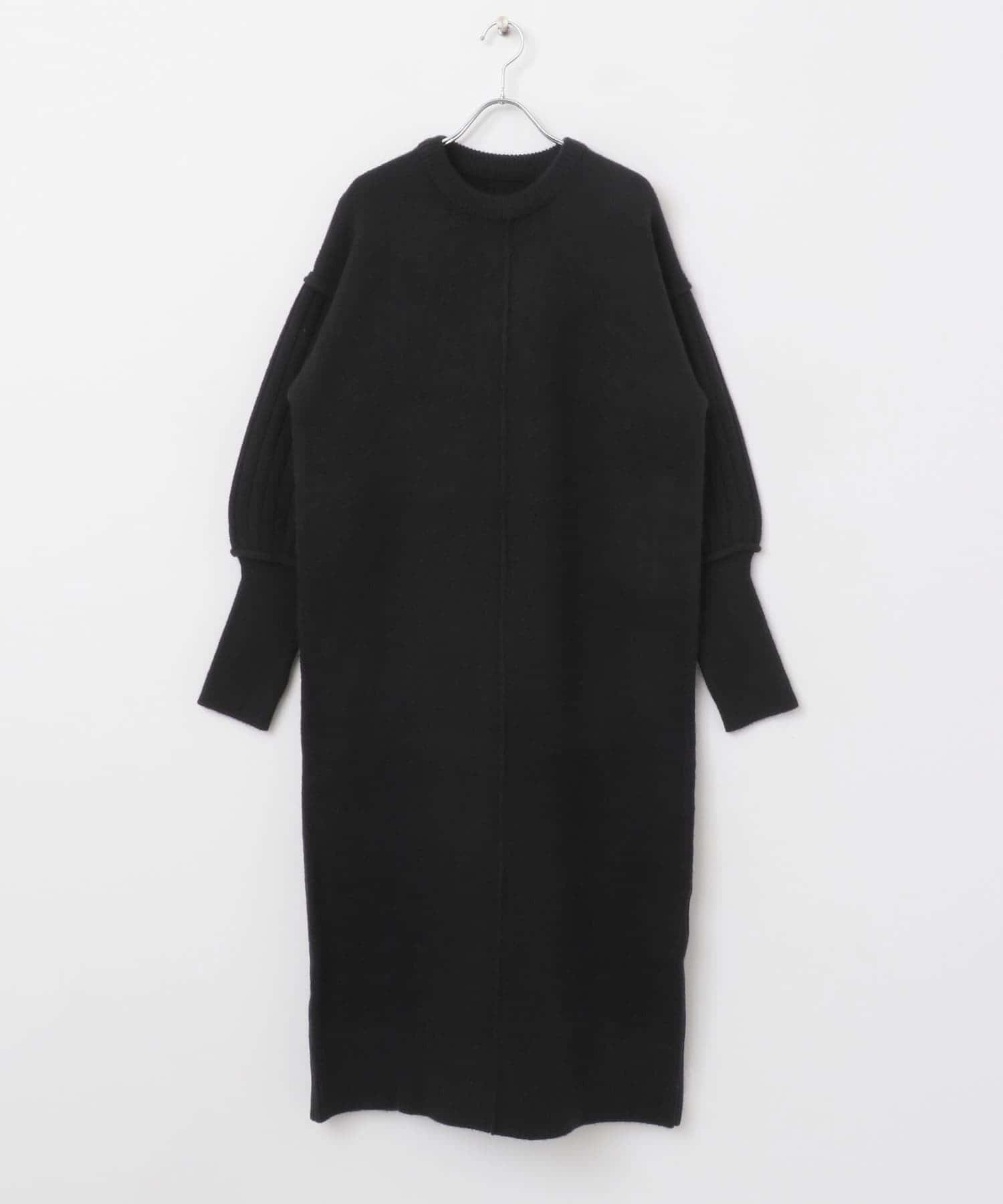 センターシームサムホールニットワンピース BLACK one