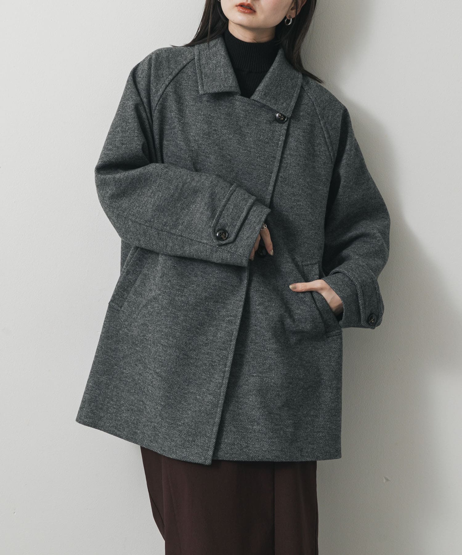 テーラードミドルコート CHA×GRY one