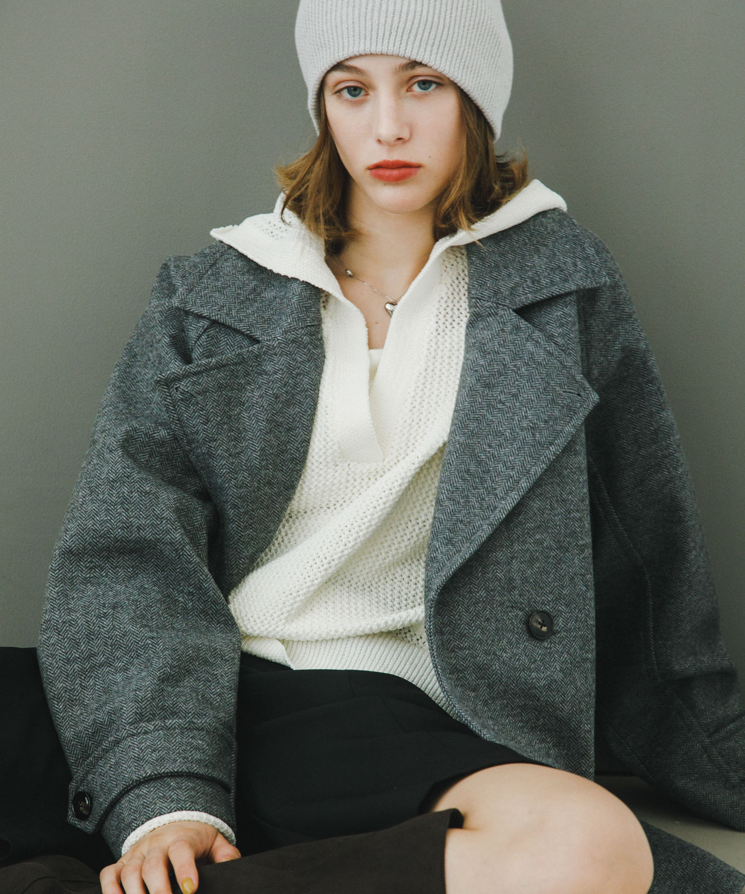 テーラードミドルコート CHA×GRY one
